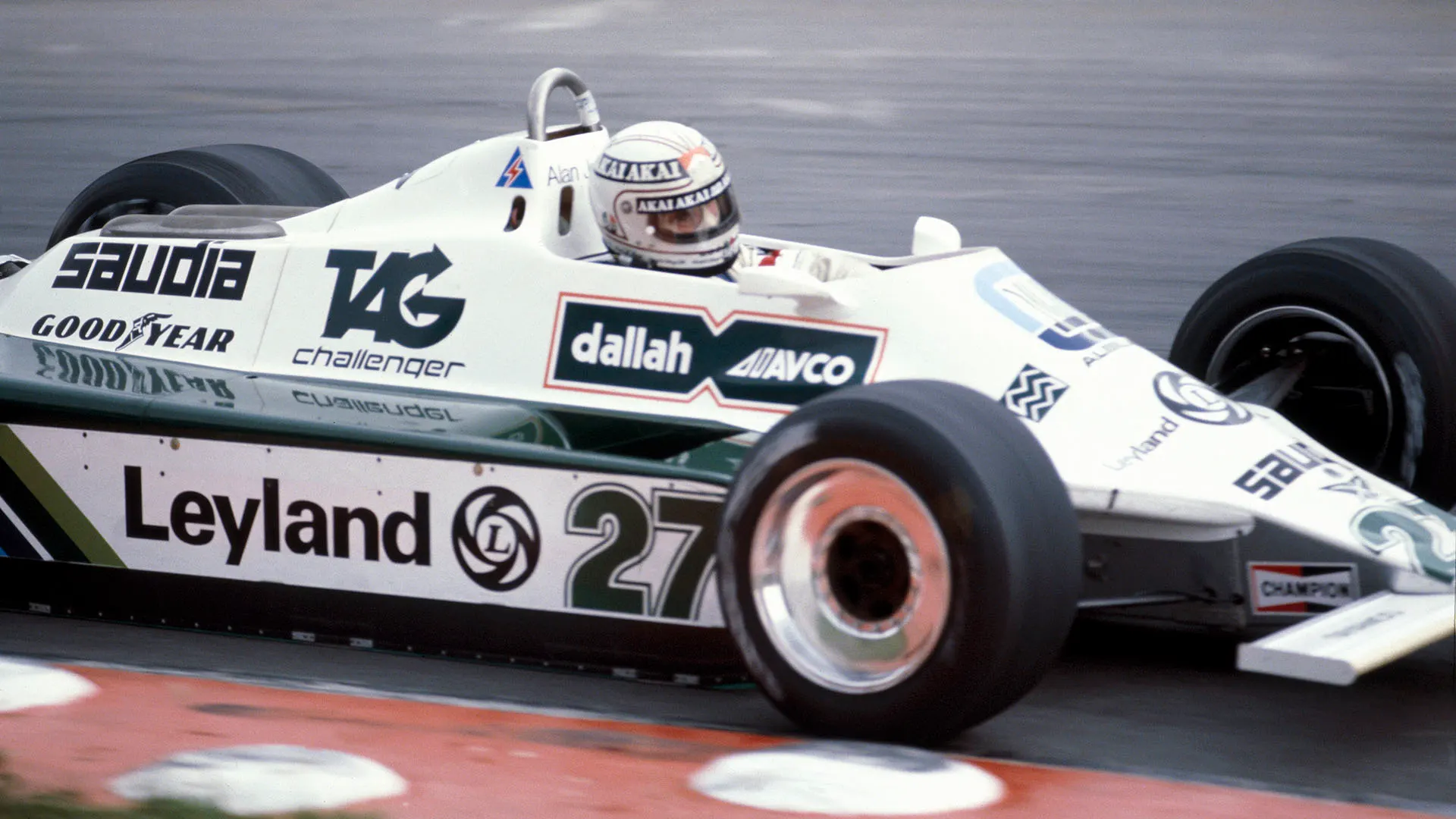 Alan Jones racing a Williams-Cosworth FW07B, British Grand Prix, Brands Hatch, Kent, 1980. He