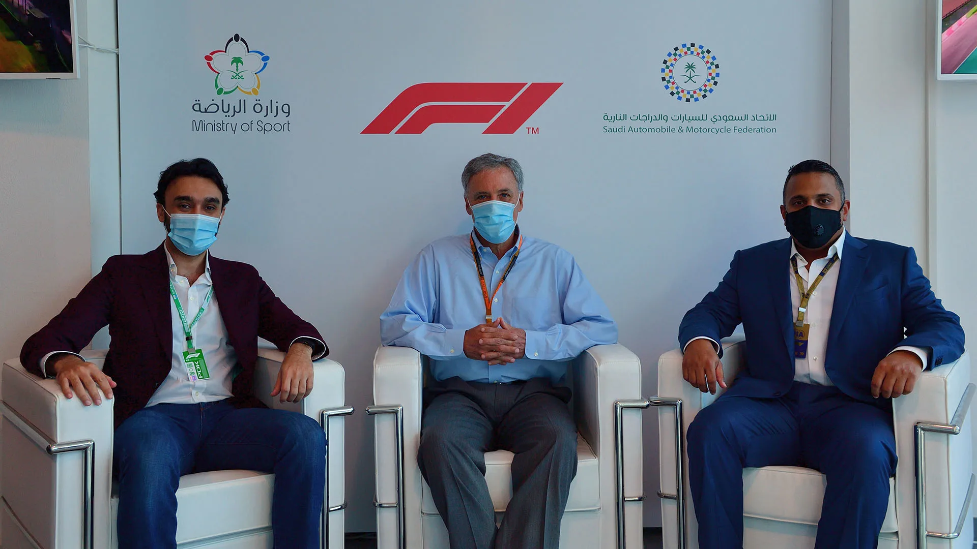 SAUDI ARABIA TO HOST FORMULA 1 RACE IN 2021 L-R Prince Abdulaziz Al Saud, Chase Carey + Prince