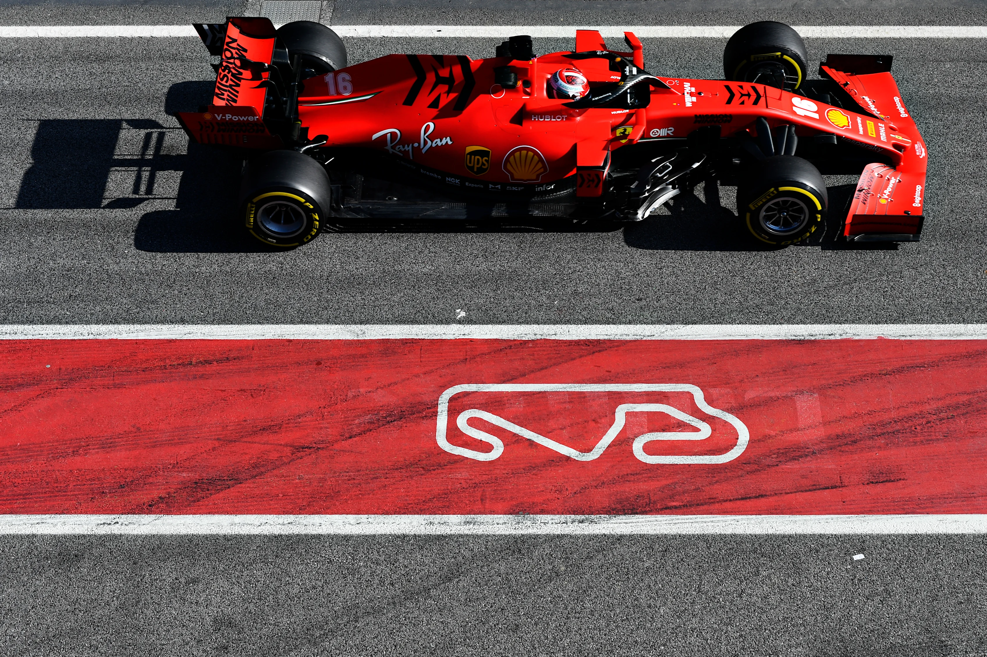 BARCELONA, SPAIN - FEBRUARY 19: Charles Leclerc of Monaco driving the (16) Scuderia Ferrari SF1000