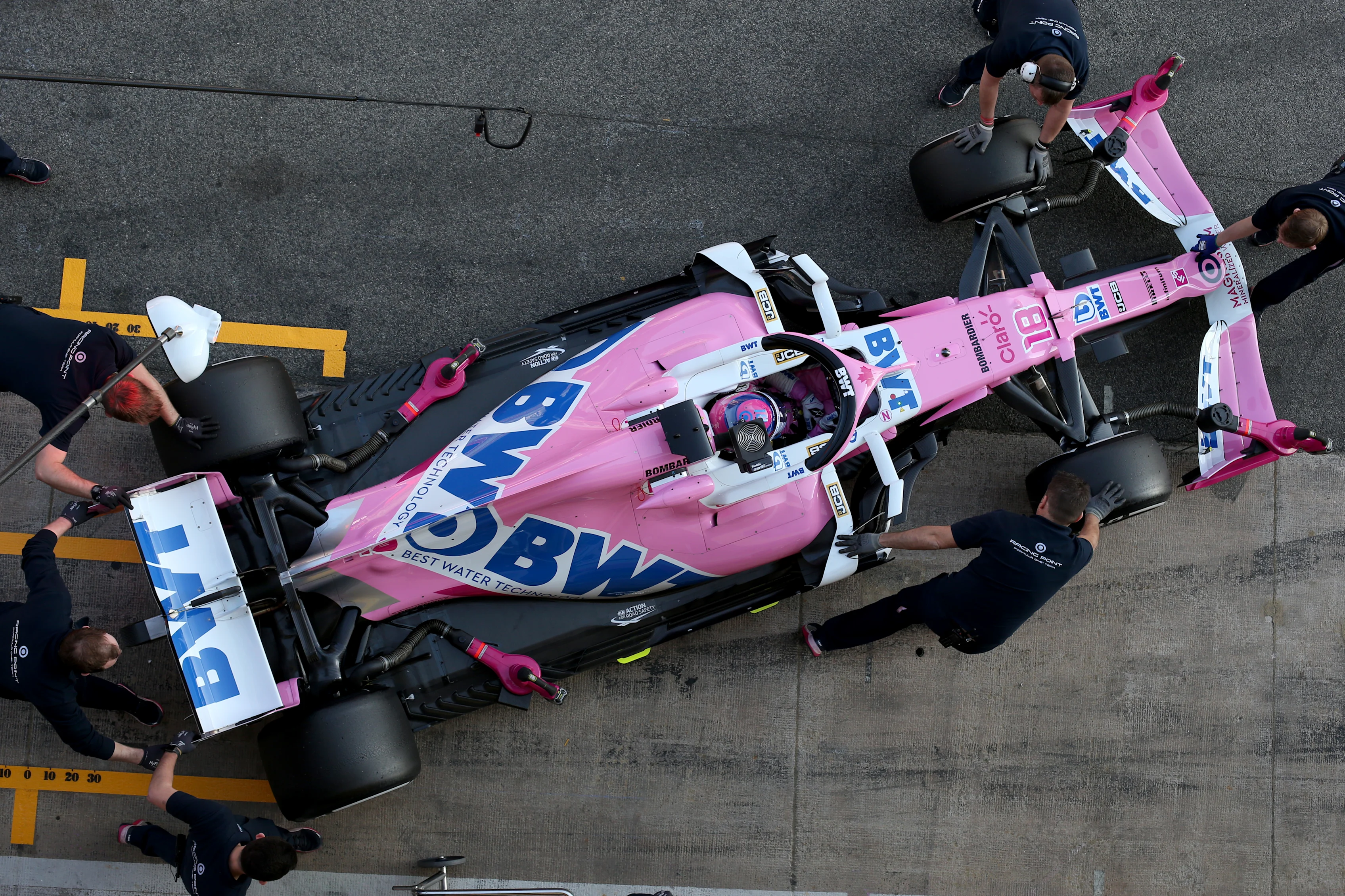 BARCELONA, SPAIN - FEBRUARY 19: Lance Stroll of Canada driving the (18) Racing Point RP20 Mercedes