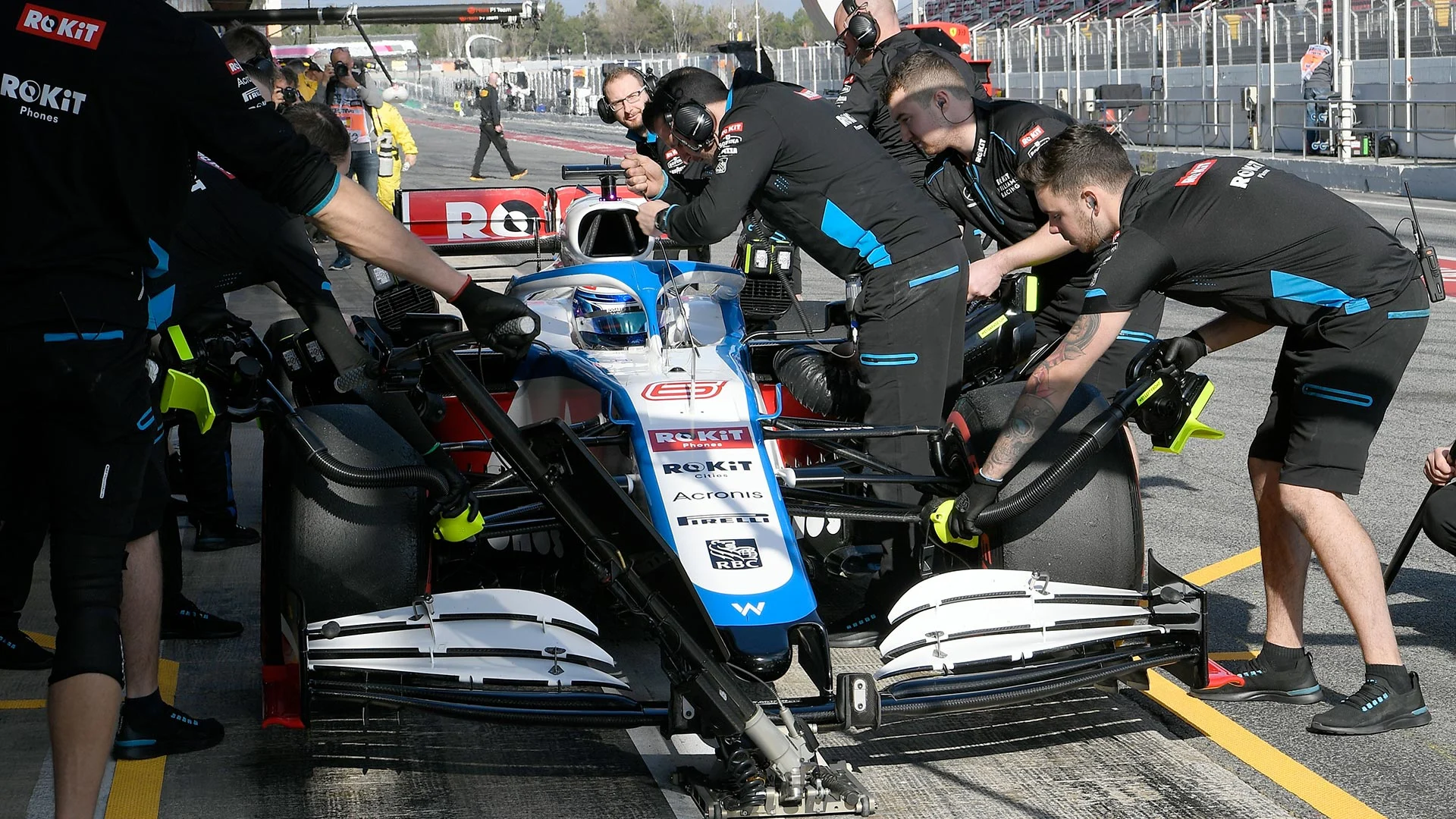 Williams driver Nicholas Latifi in the pit lane at 2020 pre-season testing in