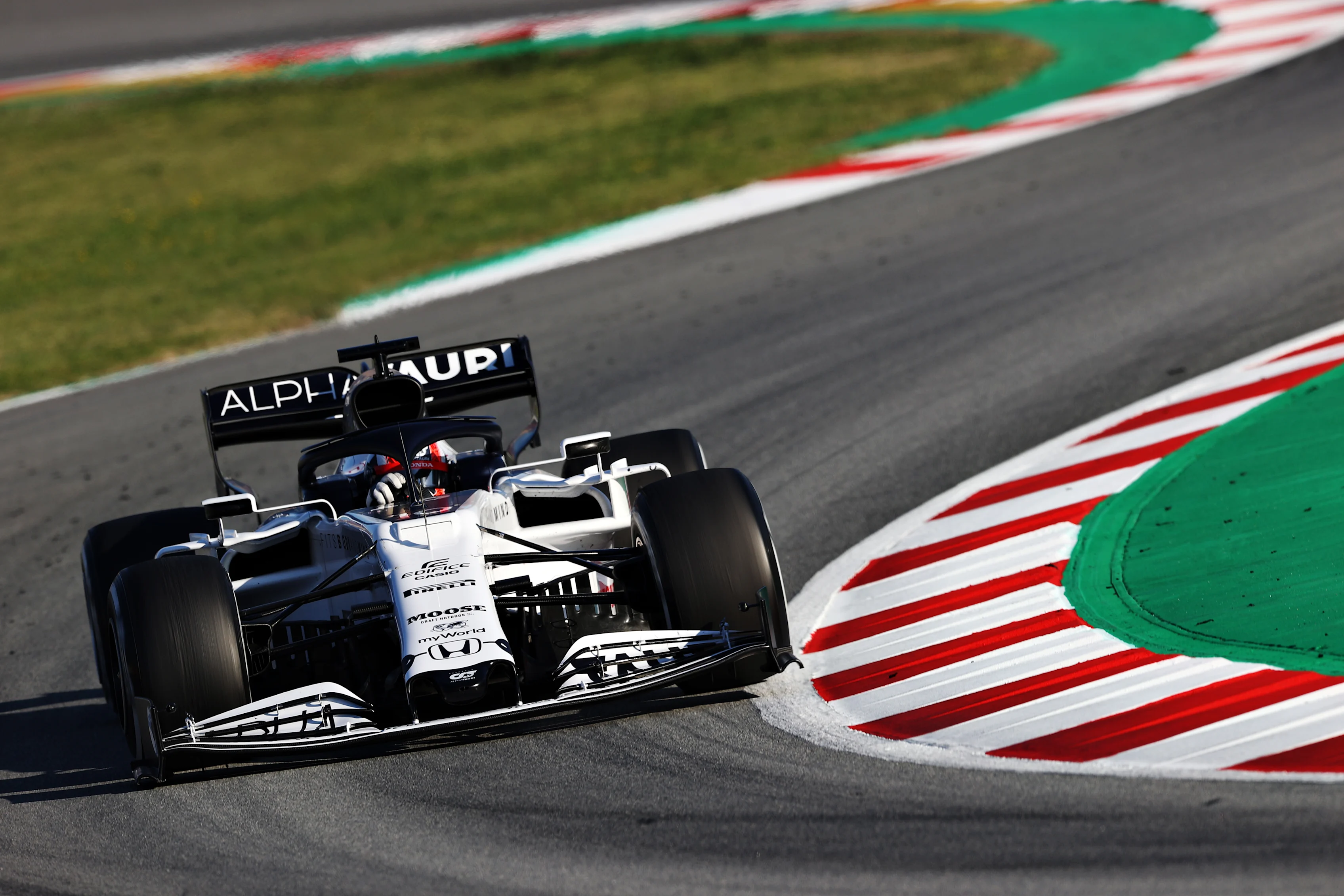 BARCELONA, SPAIN - FEBRUARY 20: Pierre Gasly of France driving the (10) Scuderia AlphaTauri AT01
