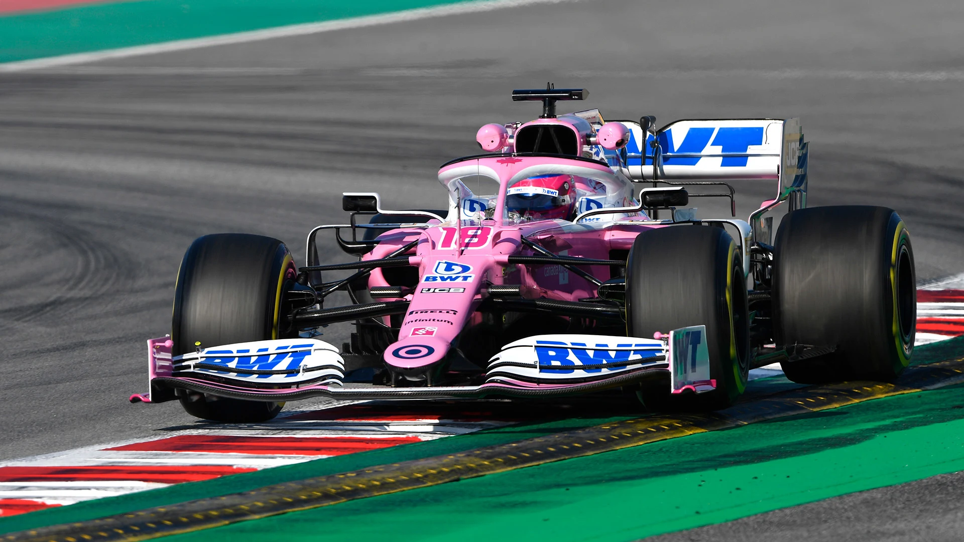 BARCELONA, SPAIN - FEBRUARY 21: Lance Stroll of Canada driving the (18) Racing Point RP20 Mercedes