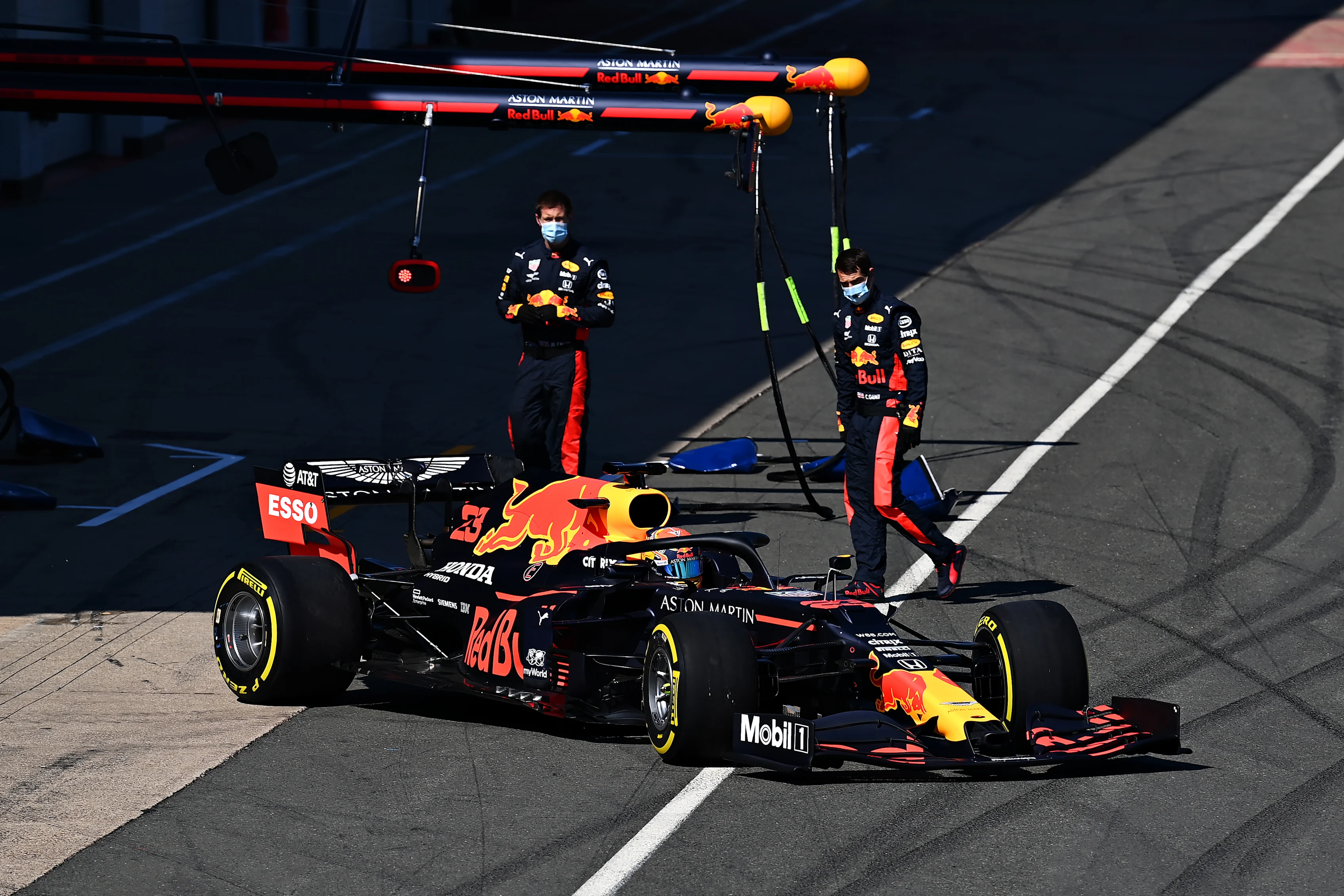 NORTHAMPTON, ENGLAND - JUNE 25: Alexander Albon of Thailand driving the (23) Aston Martin Red Bull