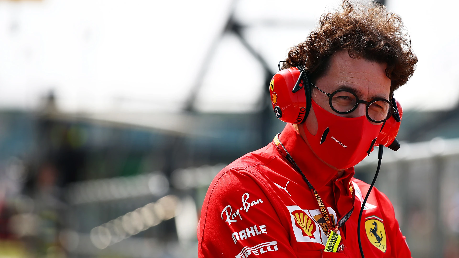 NORTHAMPTON, ENGLAND - AUGUST 09: Scuderia Ferrari Team Principal Mattia Binotto looks on in the