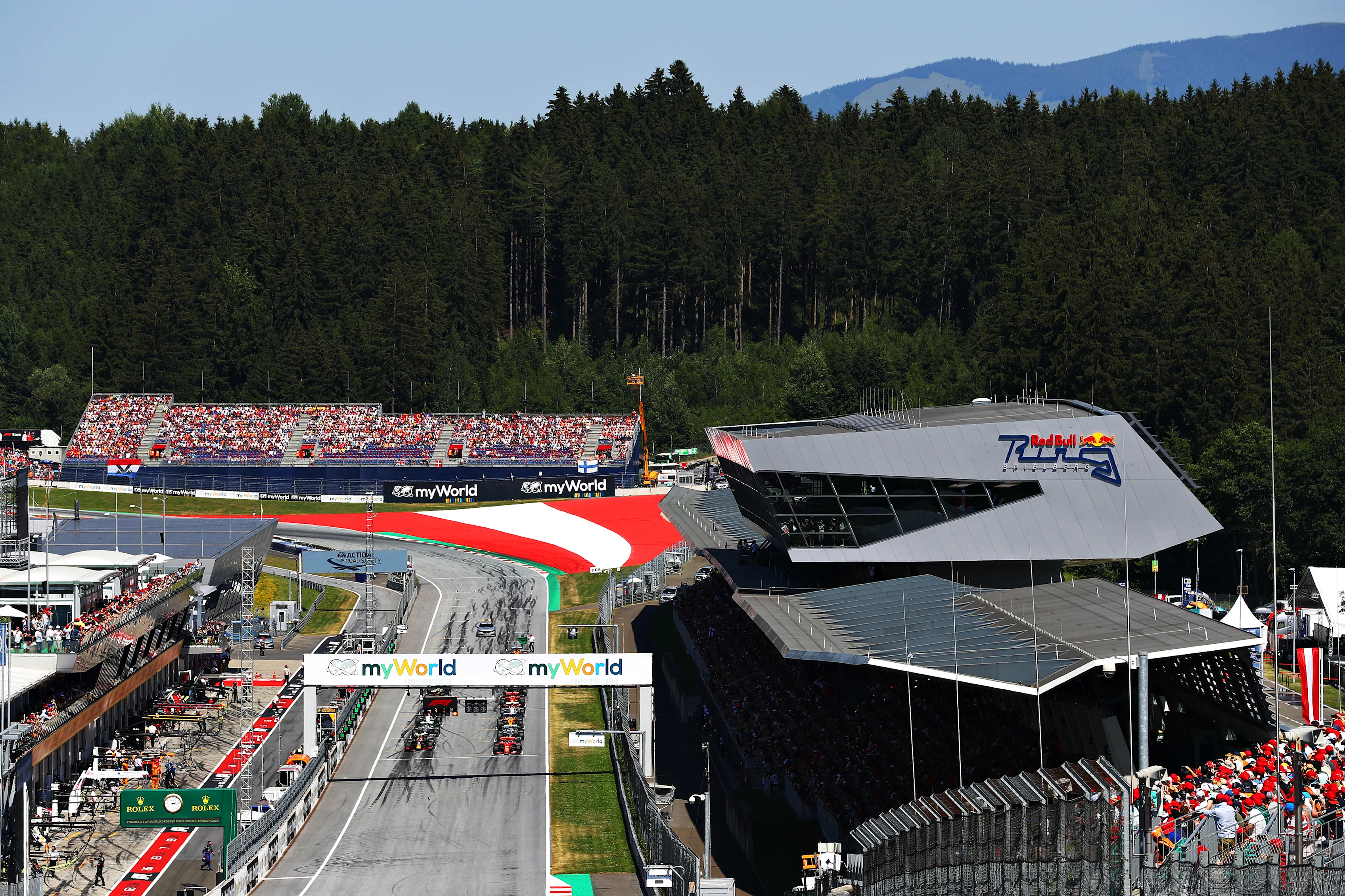 SPIELBERG, AUSTRIA - JUNE 30: A general view of the starting grid showing Charles Leclerc of Monaco