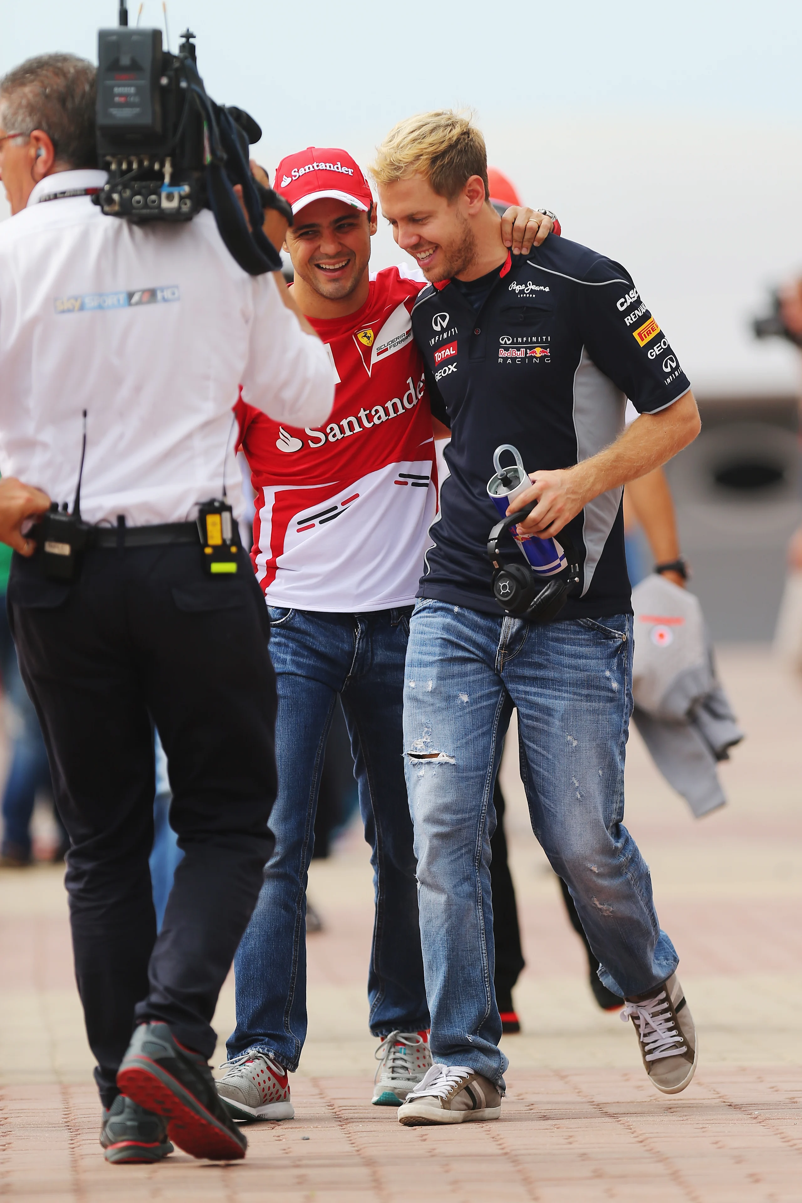 YEONGAM-GUN, SOUTH KOREA - OCTOBER 06:  (L-R) Felipe Massa of Brazil and Ferrari and Sebastian