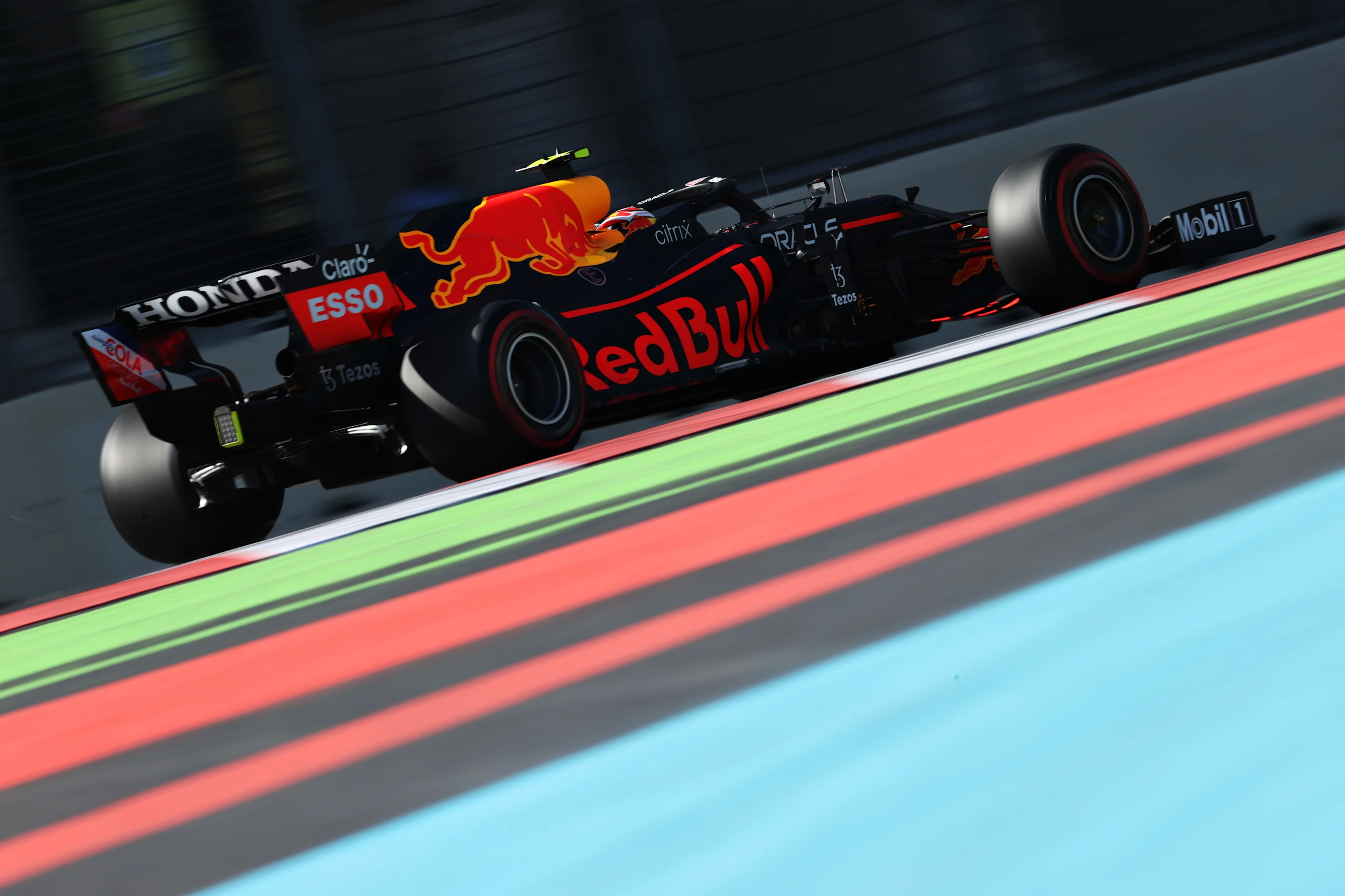 BAKU, AZERBAIJAN - JUNE 04: Sergio Perez of Mexico driving the (11) Red Bull Racing RB16B Honda on