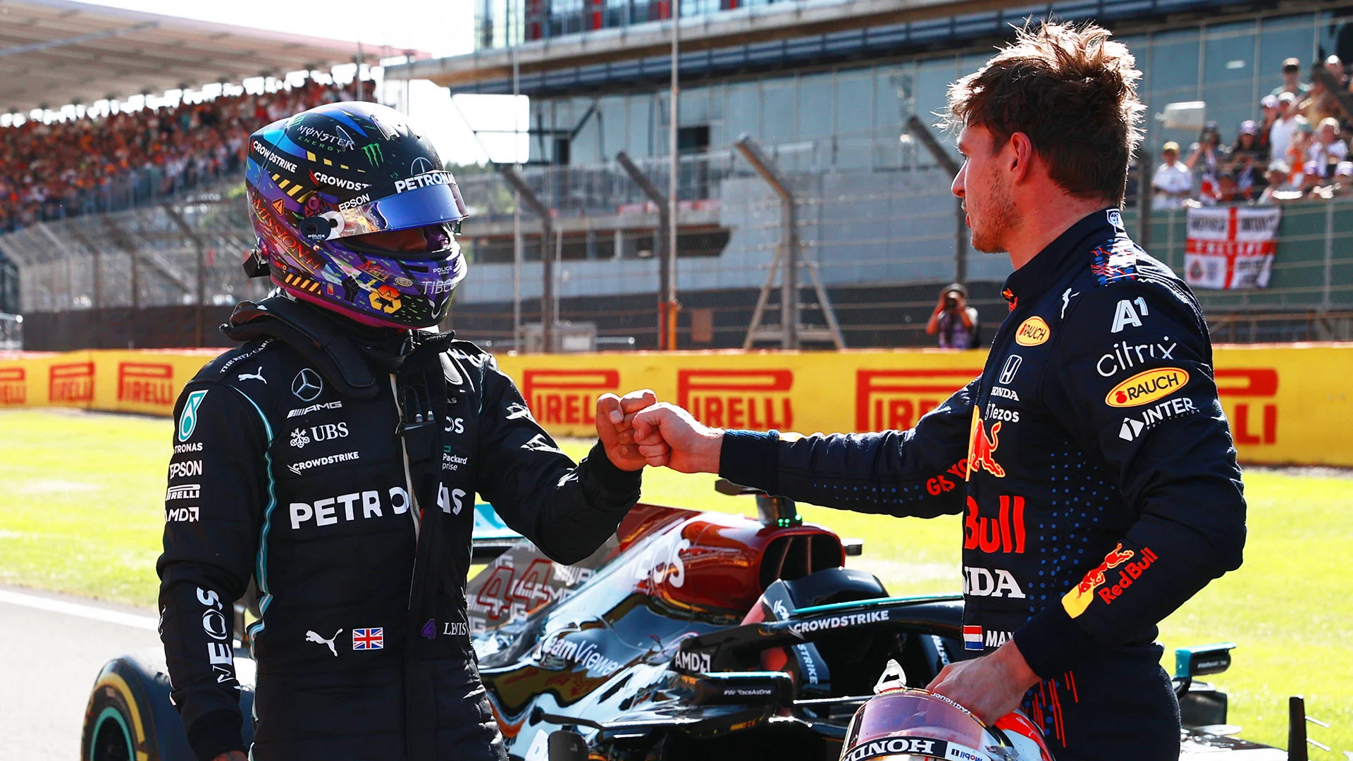 NORTHAMPTON, ENGLAND - JULY 17: Winner Max Verstappen of Netherlands and Red Bull Racing and second