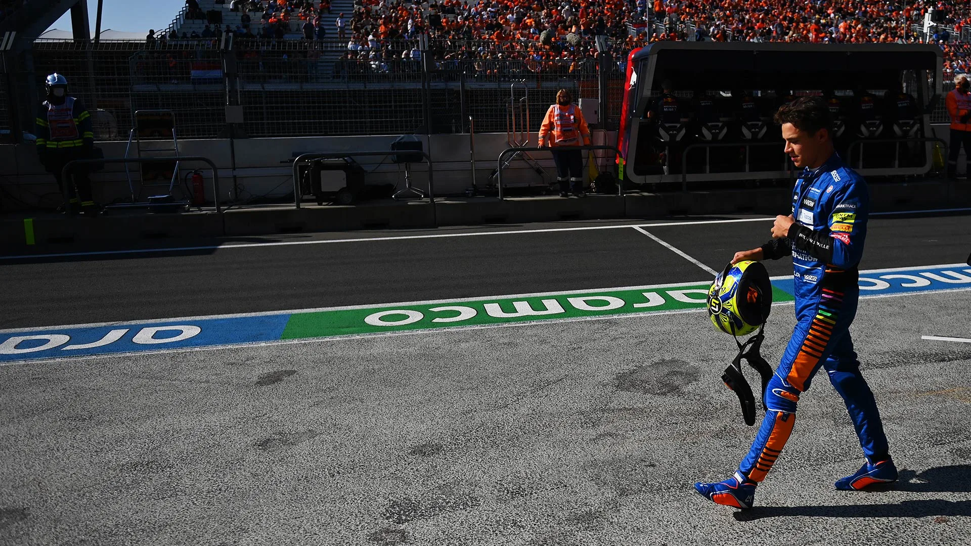 ZANDVOORT, NETHERLANDS - SEPTEMBER 04: Lando Norris of Great Britain and McLaren F1 walks in the