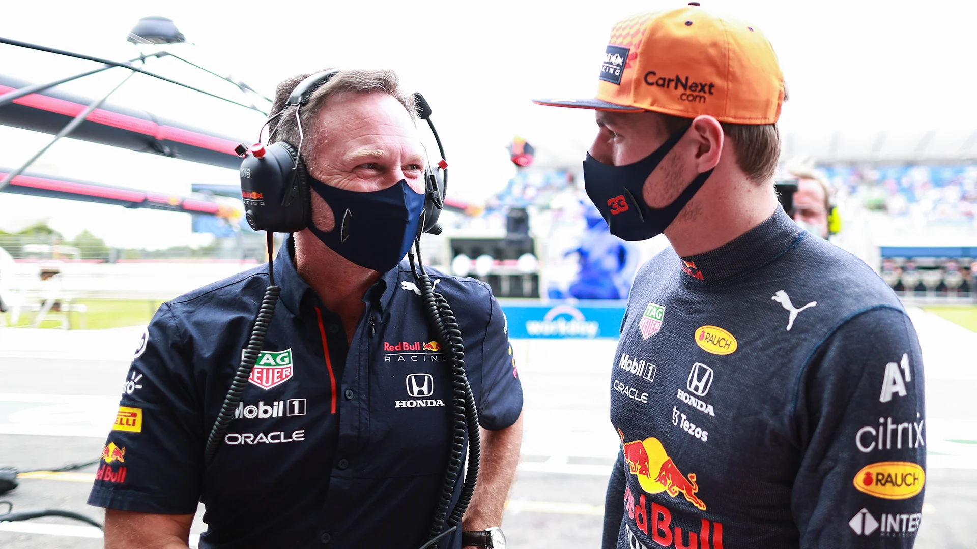 LE CASTELLET, FRANCE - JUNE 19: Red Bull Racing Team Principal Christian Horner talks with Max