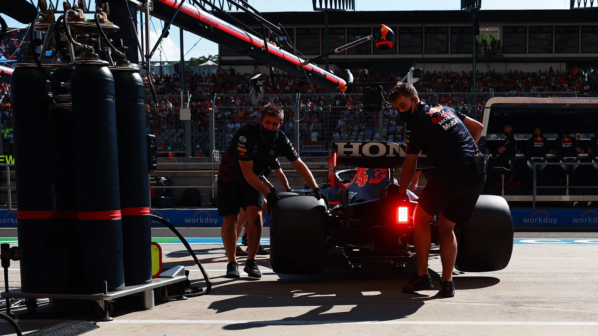 BUDAPEST, HUNGARY - JULY 31: Max Verstappen of the Netherlands driving the (33) Red Bull Racing