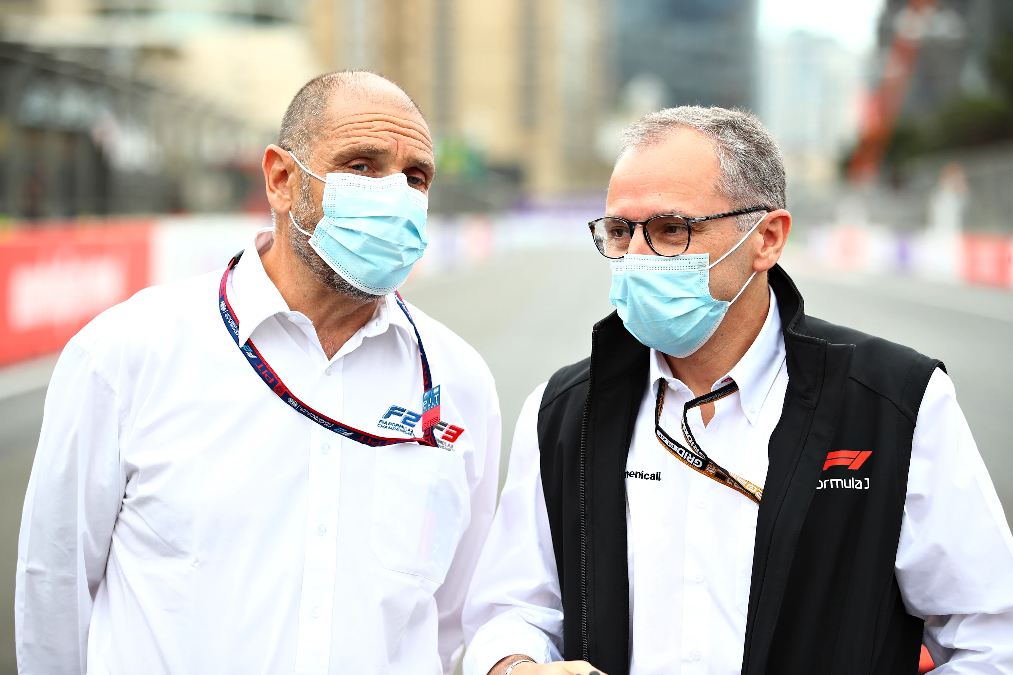 BAKU, AZERBAIJAN - JUNE 06: Stefano Domenicali, CEO of the Formula One Group, and F2 & F3 CEO Bruno