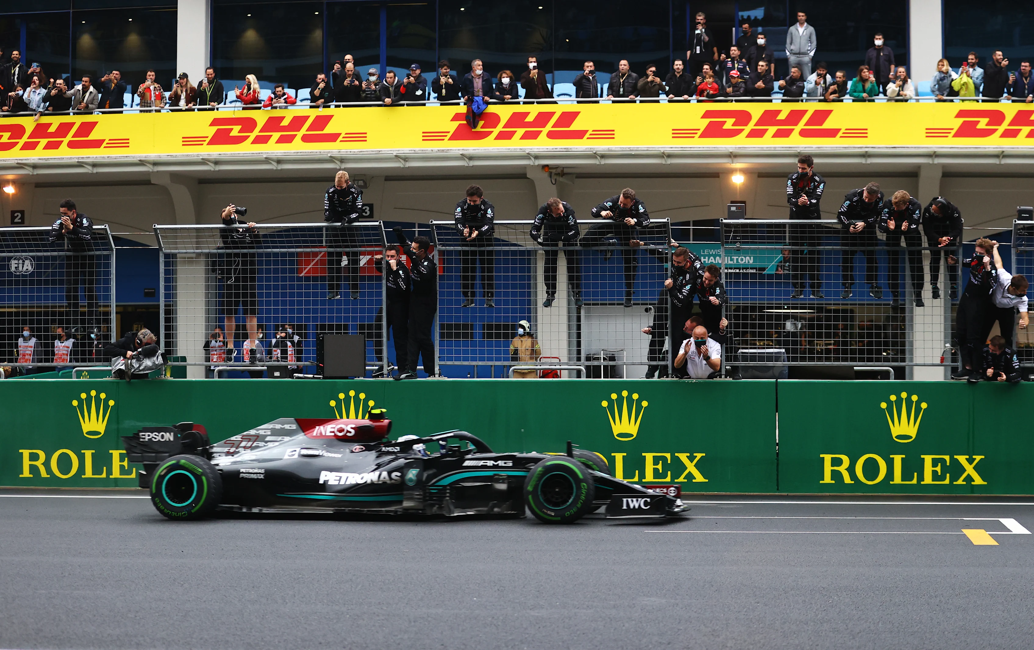 ISTANBUL, TURKEY - OCTOBER 10: Race winner Valtteri Bottas of Finland driving the (77) Mercedes AMG