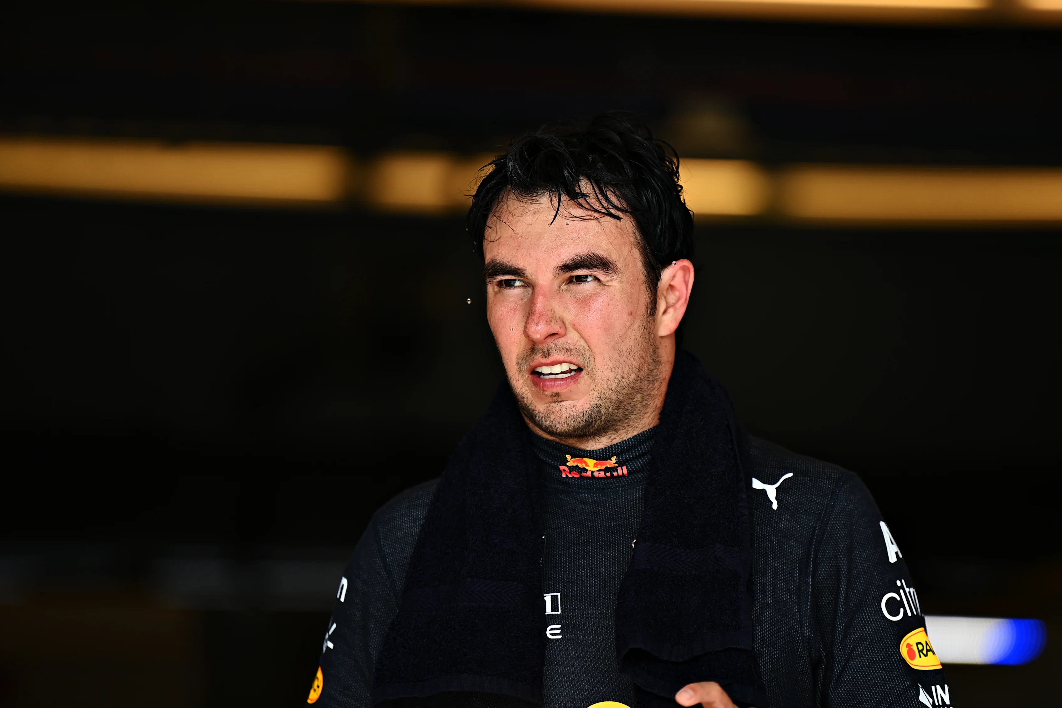 AUSTIN, TEXAS - OCTOBER 24: Third placed Sergio Perez of Mexico and Red Bull Racing celebrates in