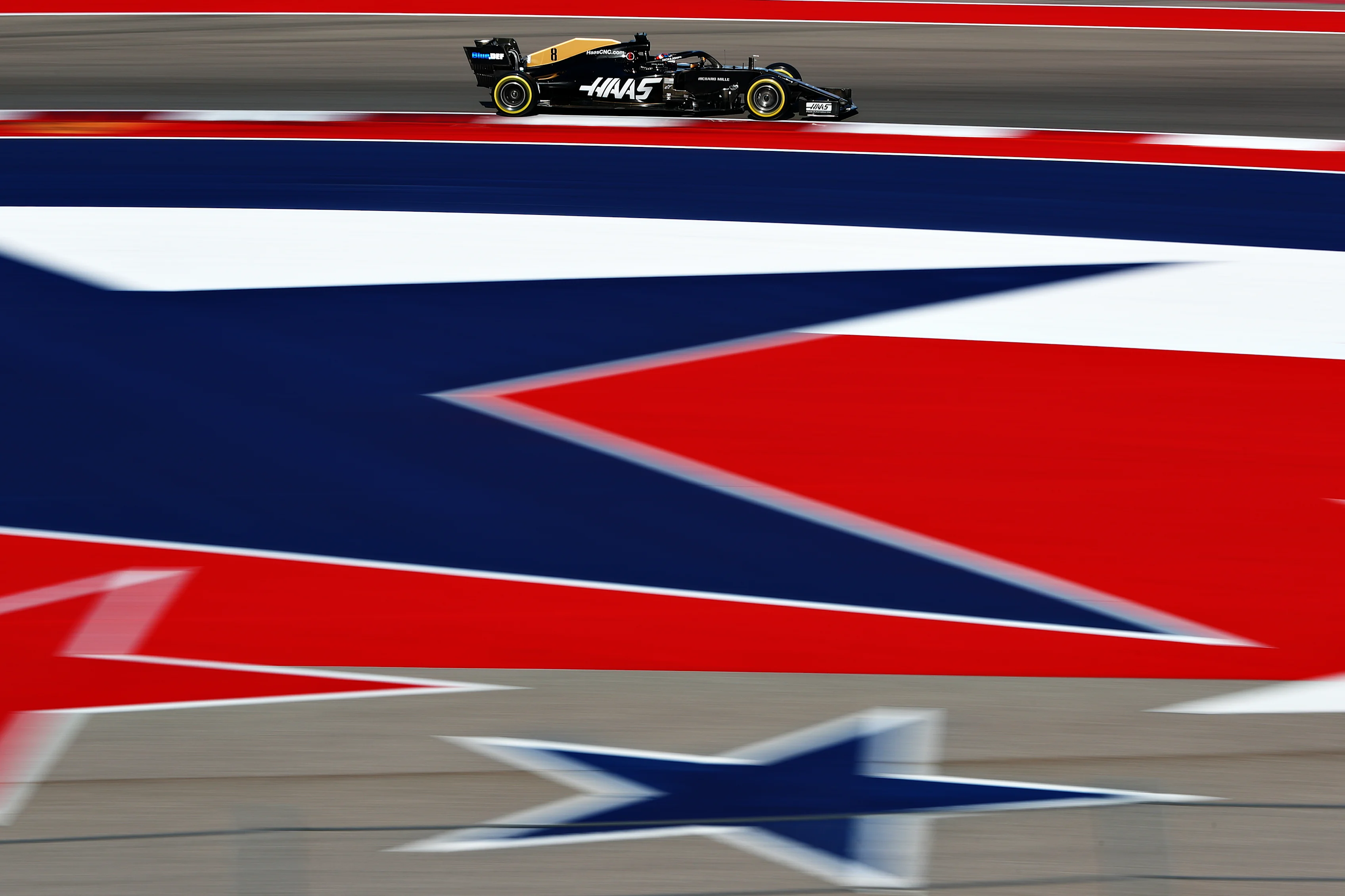 AUSTIN, TEXAS - NOVEMBER 01: Romain Grosjean of France driving the (8) Haas F1 Team VF-19 Ferrari