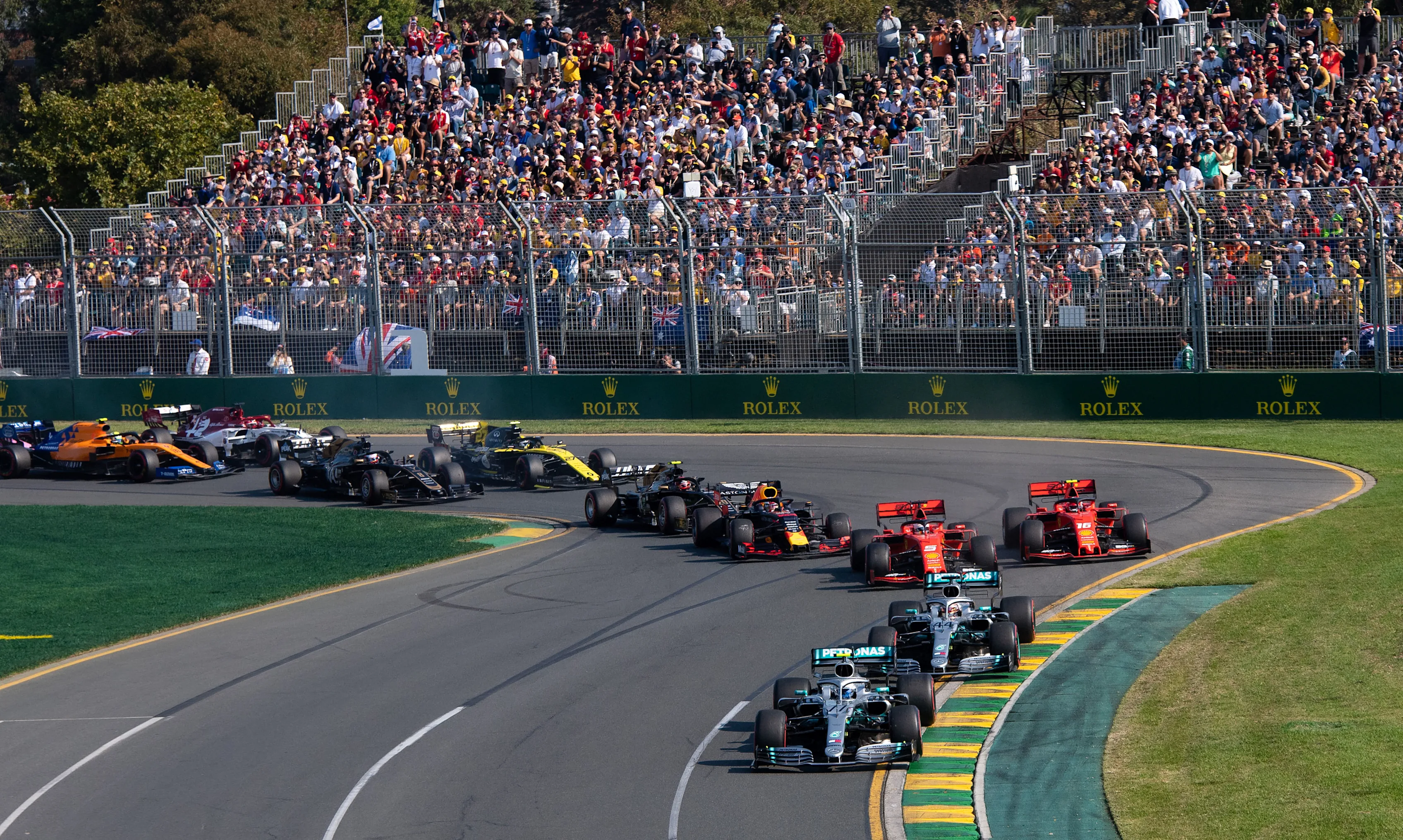 ALBERT PARK, VIC - MARCH 17: Mercedes-AMG Petronas Motorsport driver Valtteri Bottas (77) ahead of