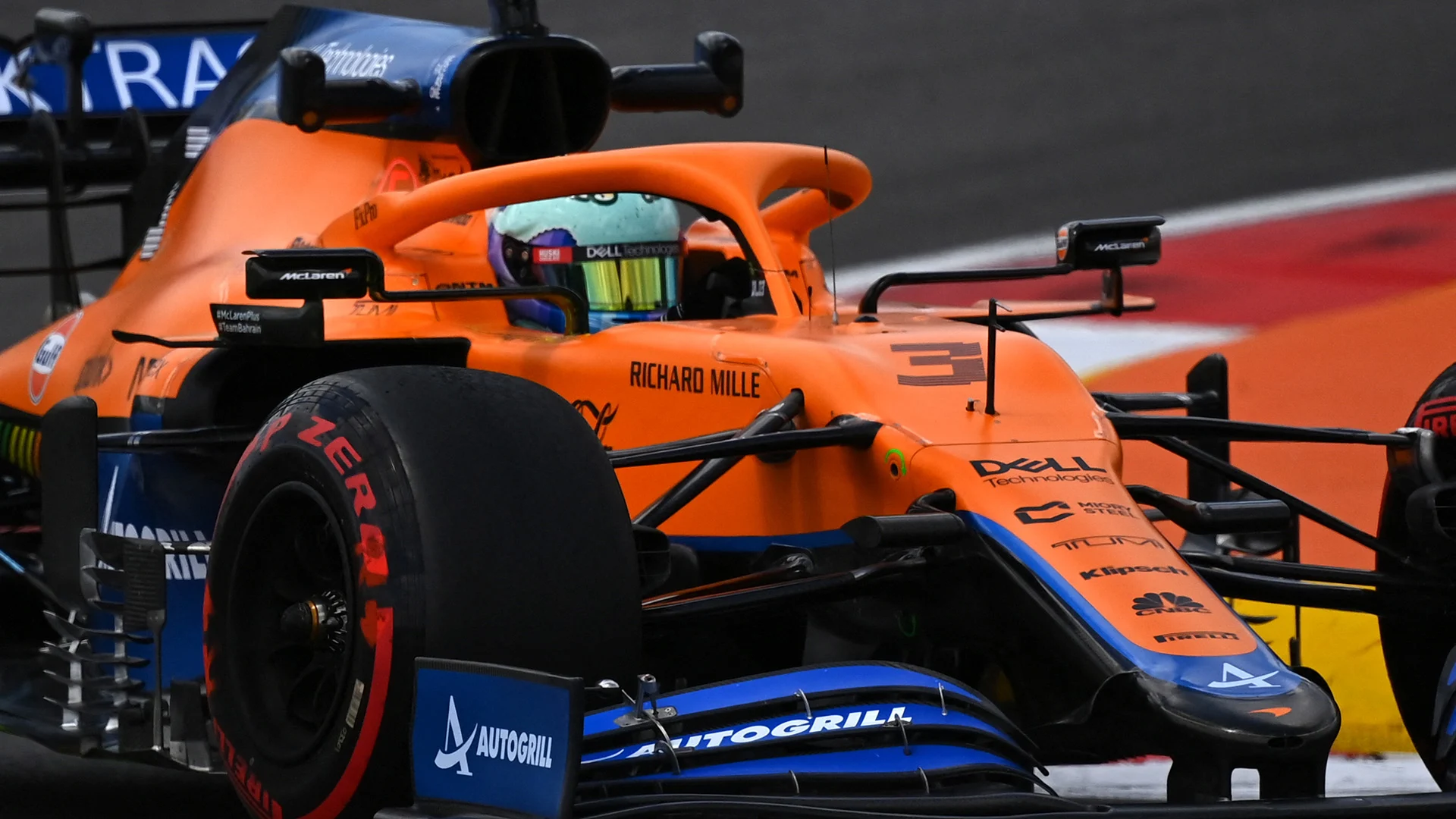 McLaren's Australian driver Daniel Ricciardo drives during the first practice session of the