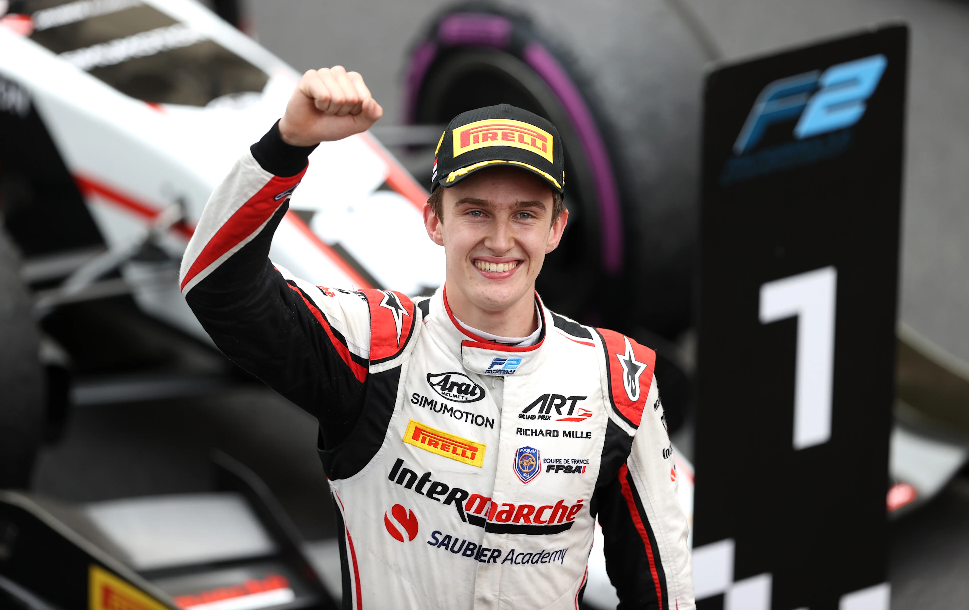 MONTE-CARLO, MONACO - MAY 22: Race winner Theo Pourchaire of France and ART Grand Prix celebrates