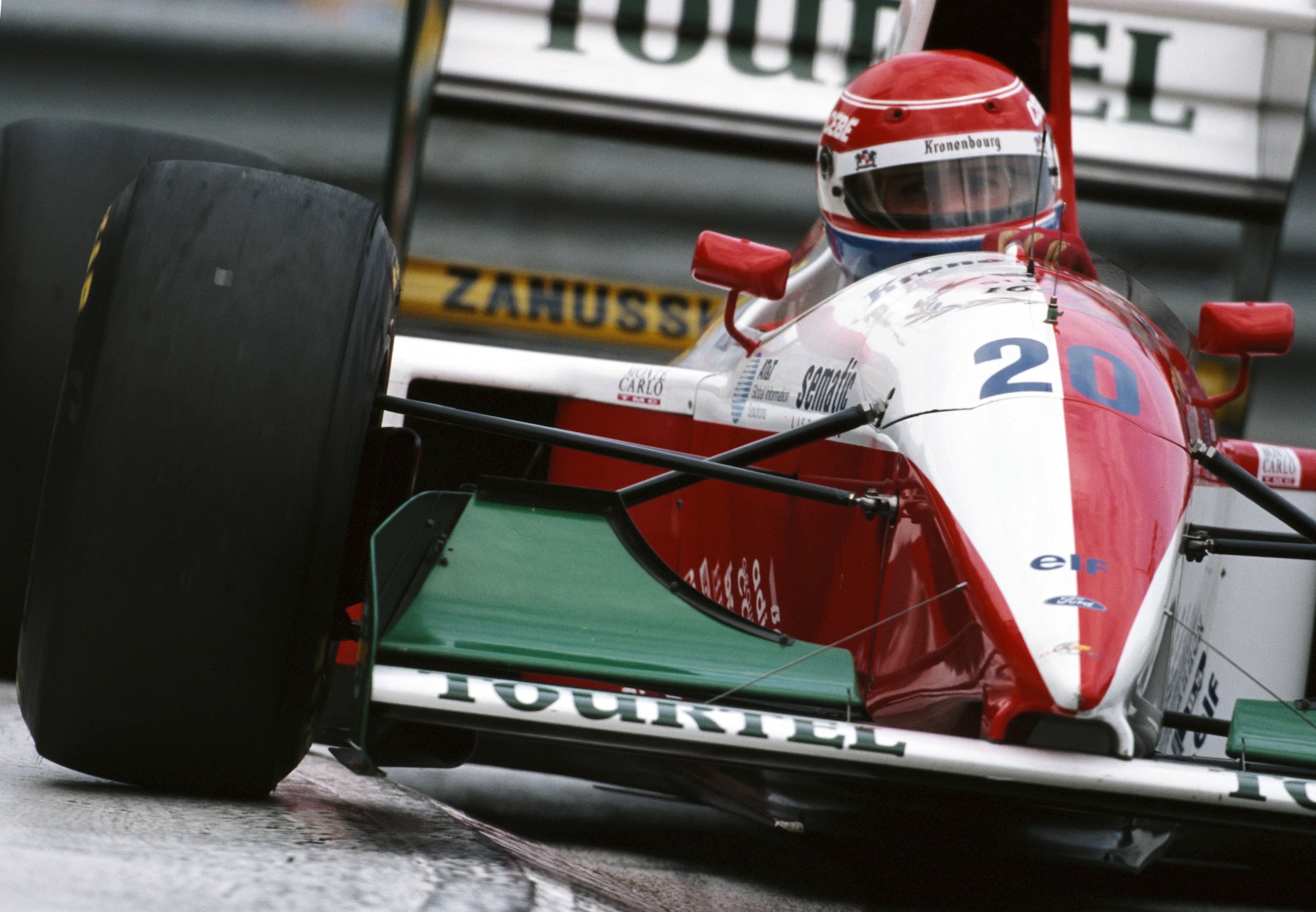 Erik Comas drives the Larrousse LH94 complete with the special livery in Monaco, 1994