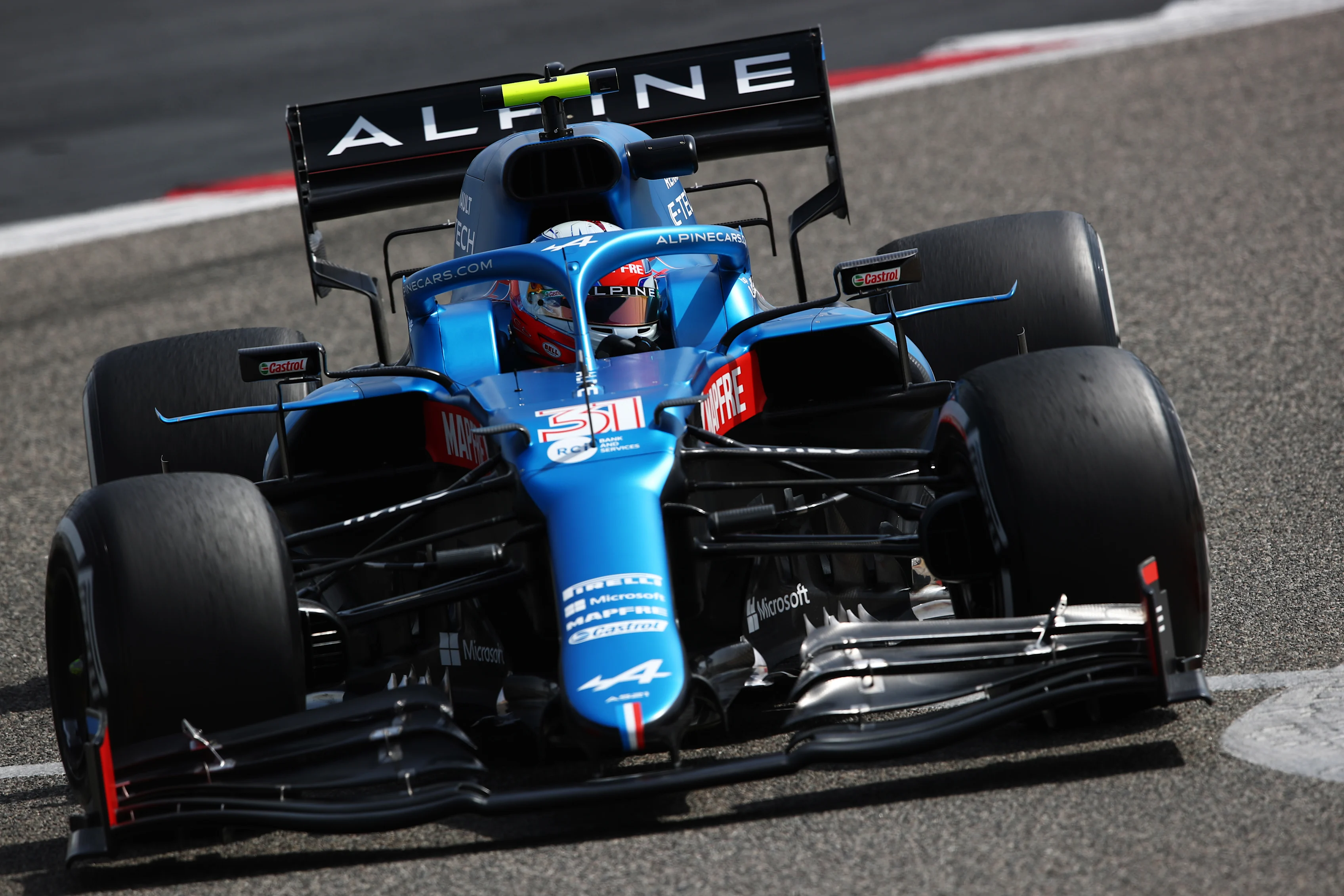 BAHRAIN, BAHRAIN - MARCH 12: Esteban Ocon of France driving the (31) Alpine A521 Renault on track