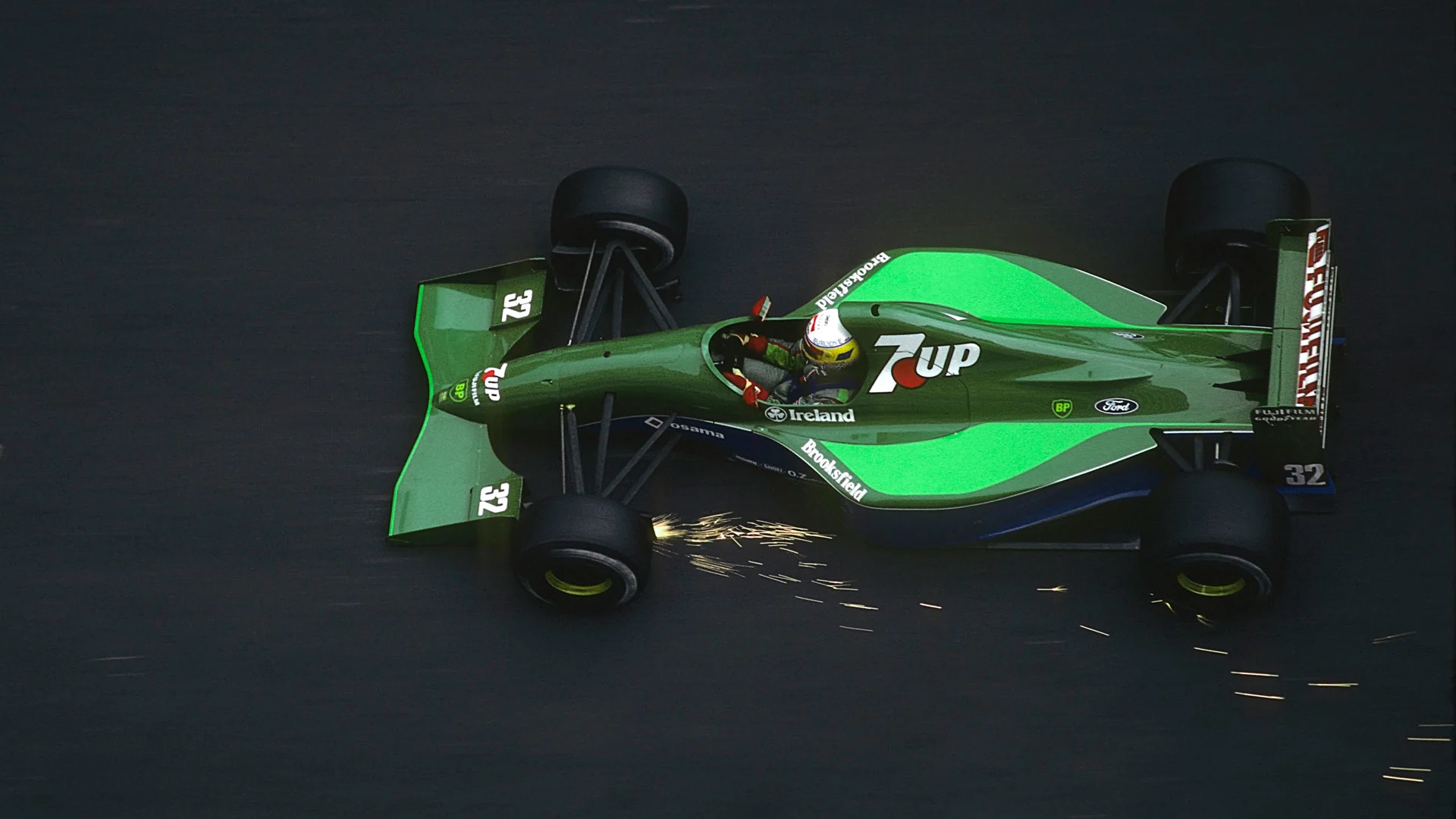 Andrea de Cesaris at the wheel of the Jordan 191. He would be partnered by Michael Schumacher, Alex Zanardi and Robert Moreno that season as Bertrand Gachot left the team midway through the season