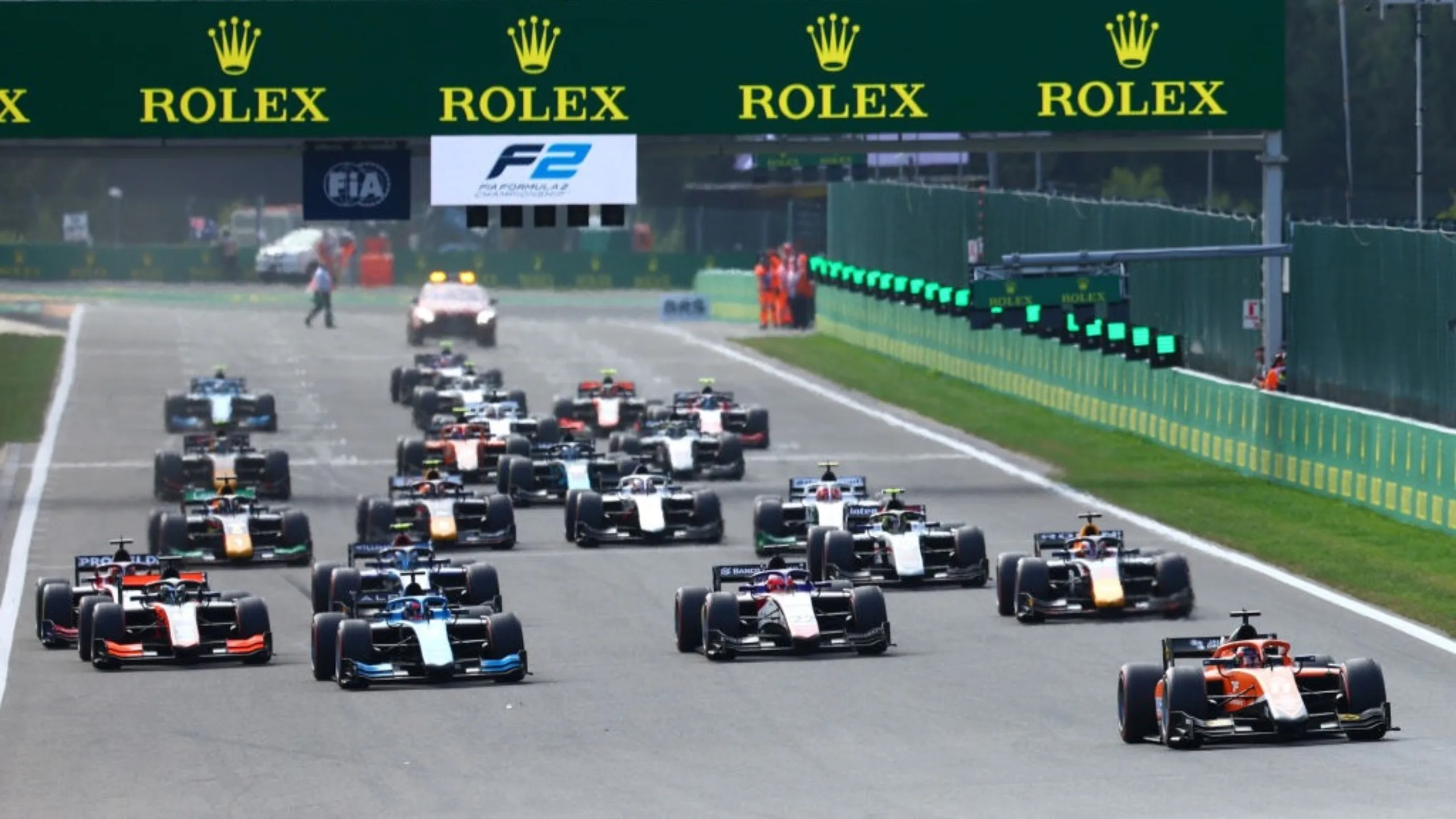 SPA, BELGIUM - AUGUST 28: Felipe Drugovich of Brazil and MP Motorsport (11) leads the field into