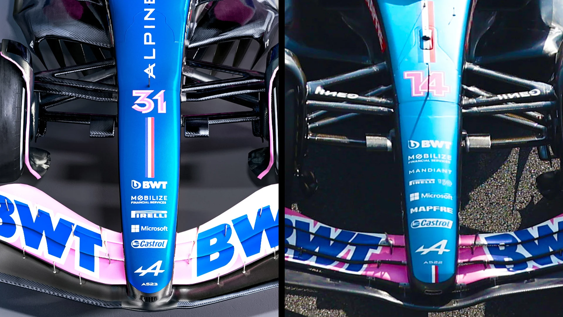 Nose compilation of A523 (L) and A522 (R)