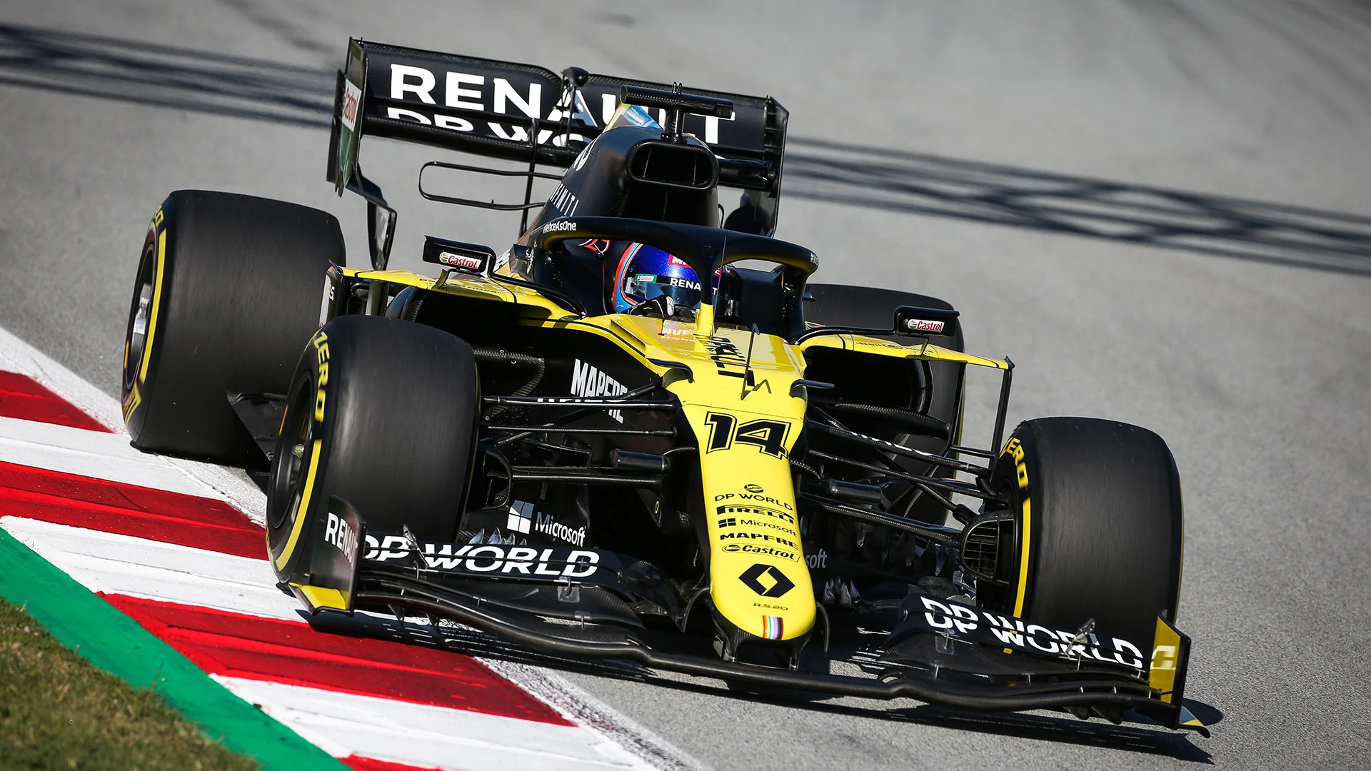 Fernando Alonso tests the R.S.20 at Barcelona on October 13