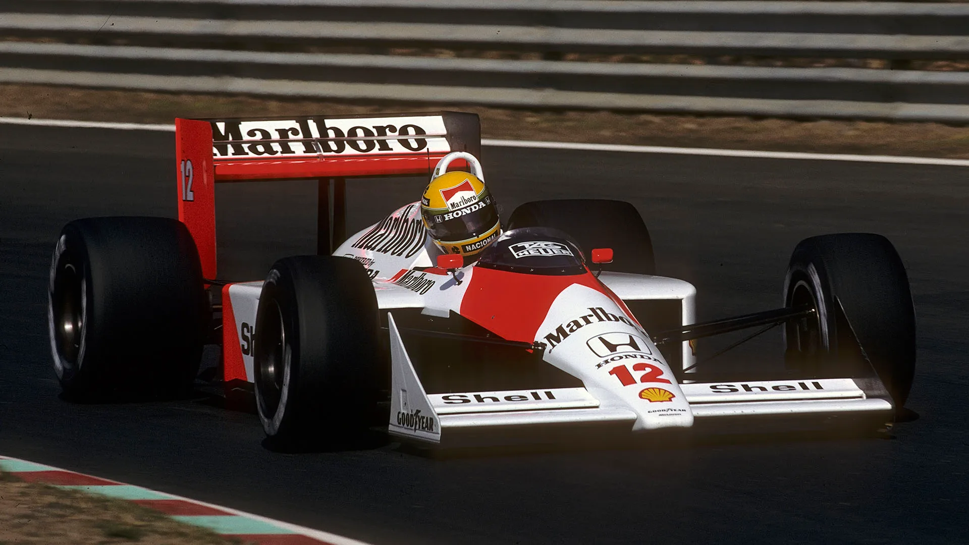 Ayrton Senna, McLaren-Honda MP4/4, Grand Prix of Portugal, Estoril, 25 September 1988. (Photo by