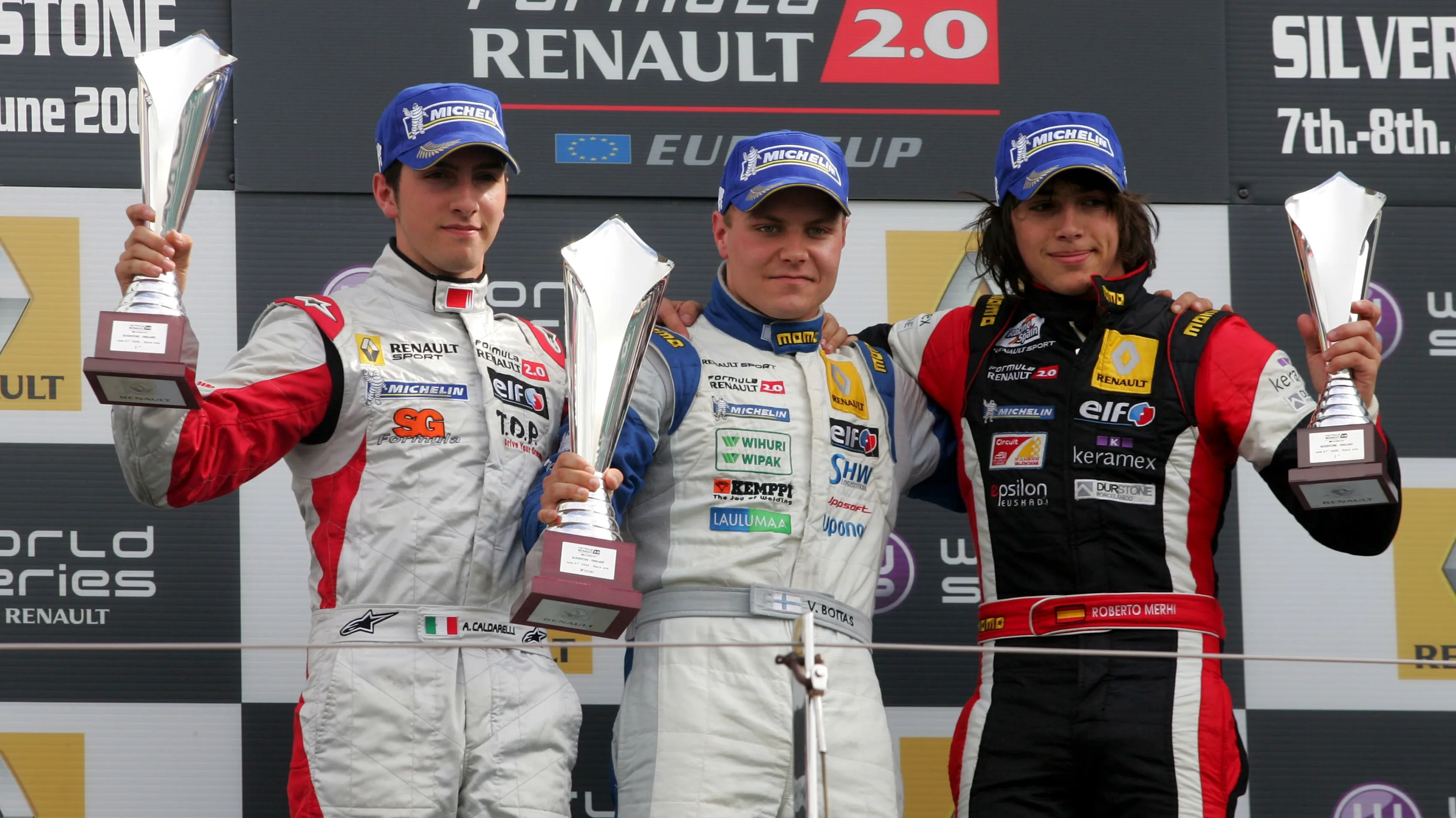 Andrea Caldarelli (ITA) SG Formula  2nd, Valtteri Bottas (FIN) Motopark Academy 1st, Roberto Merhi