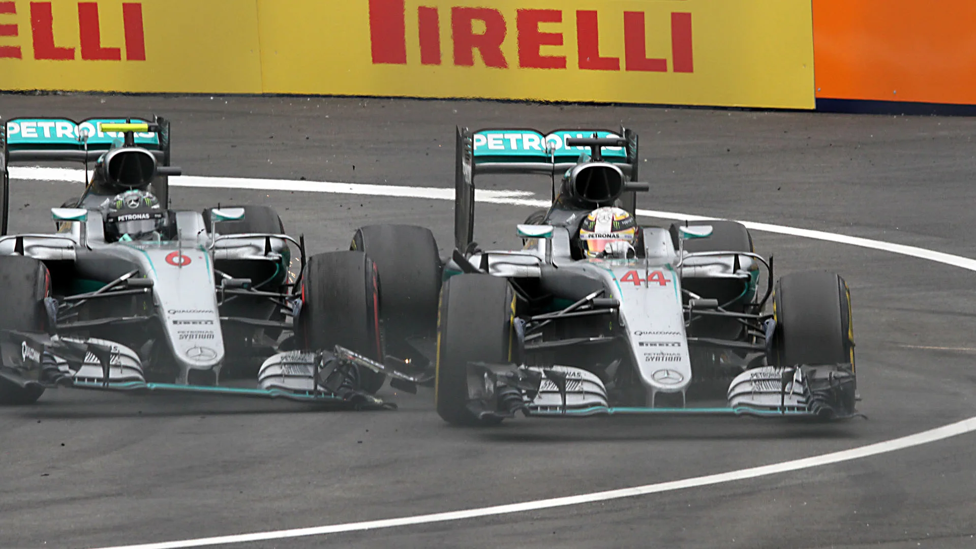 www.sutton-images.com  Nico Rosberg (GER) Mercedes-Benz F1 W07 Hybrid and Lewis Hamilton (GBR)