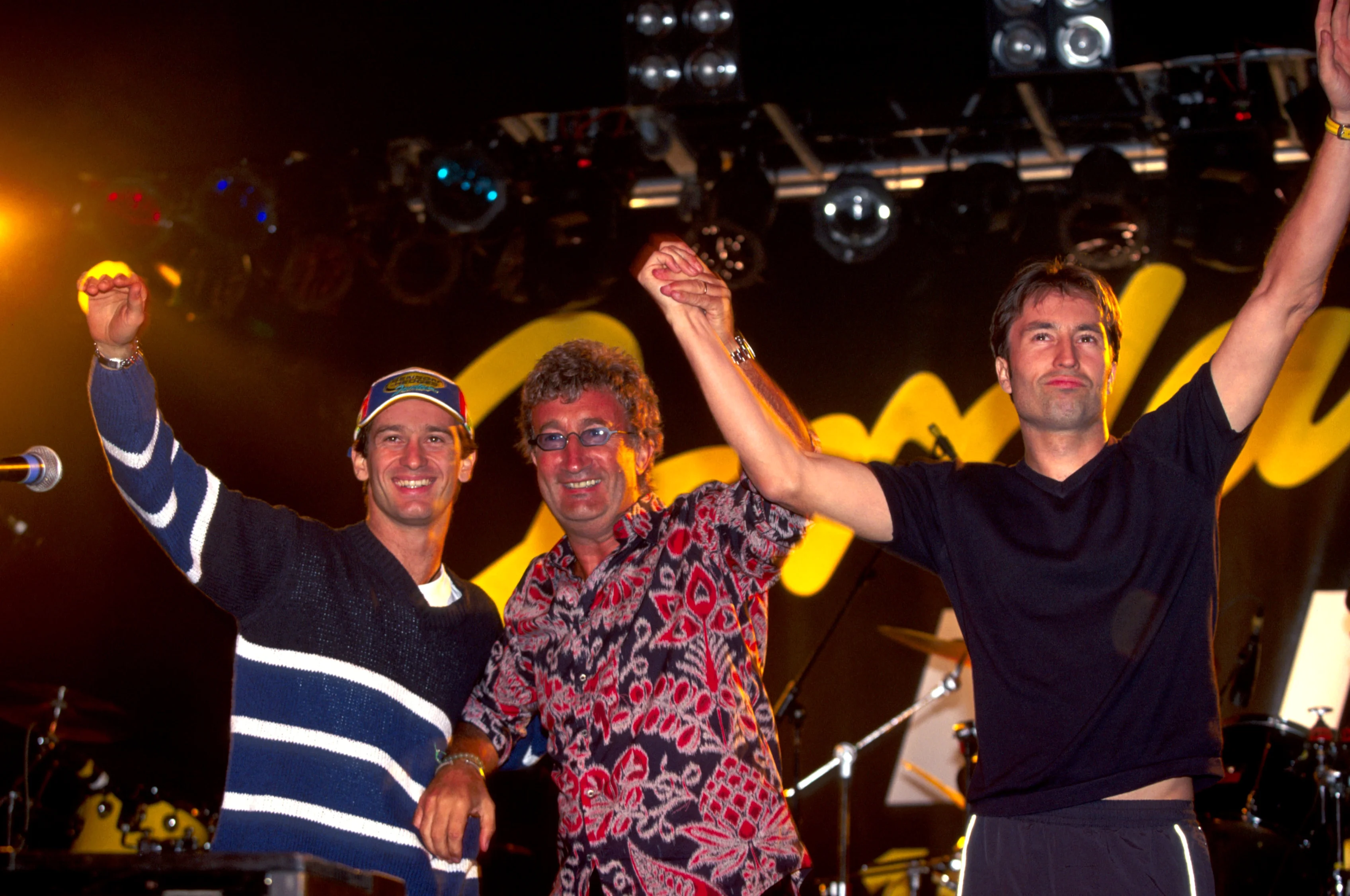 Jarno Trulli (ITA) Jordan, Eddie Jordan (GBR) and Heinz-Harald Frentzen (GER) Jordan  Jordan EJ10