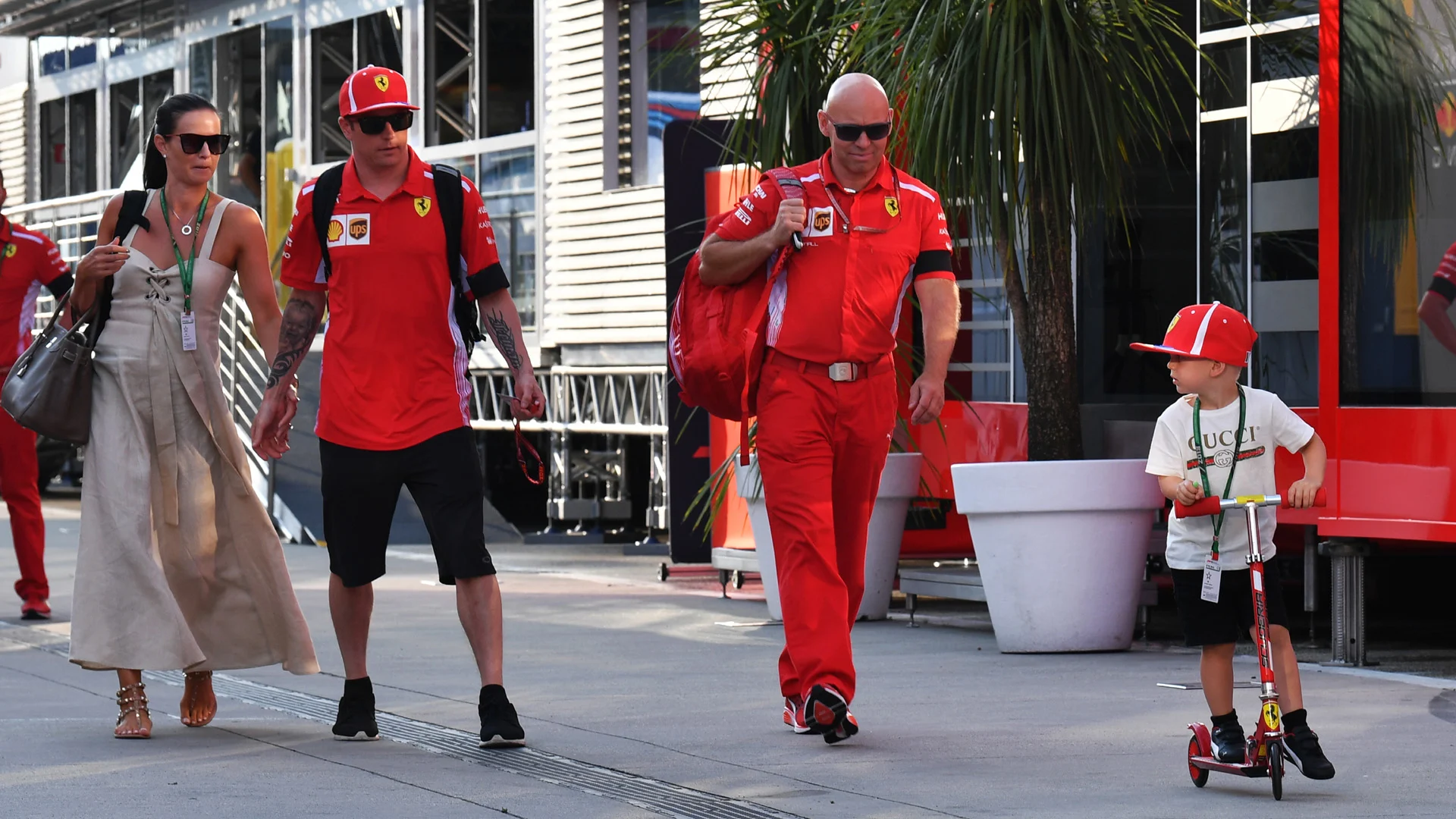 HUNGARORING, HUNGARY - JULY 28: Kimi Raikkonen (FIN) Ferrari with his wife Minttu Virtanen (FIN),