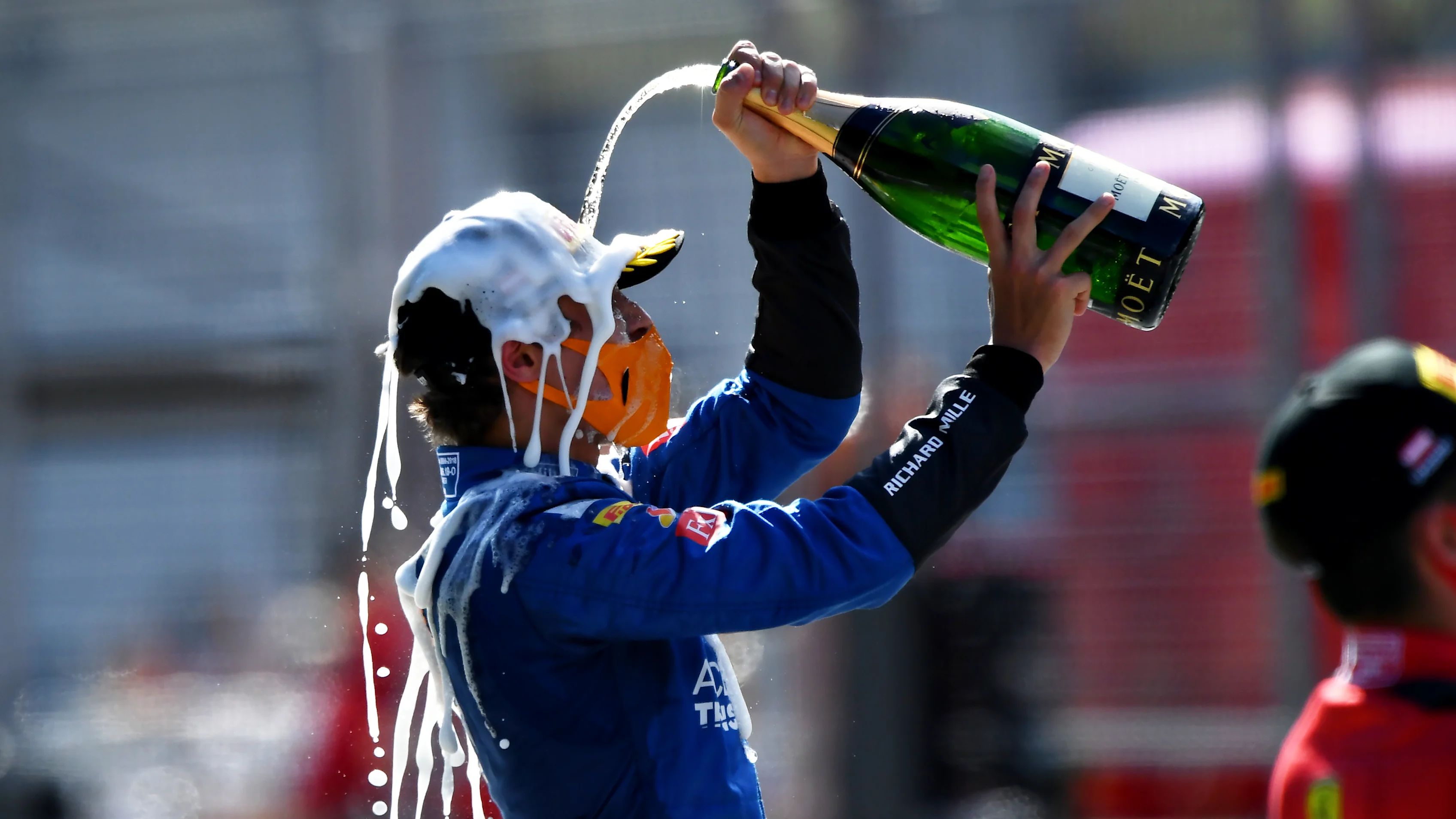 SPIELBERG, AUSTRIA - JULY 05: Third place Lando Norris of Great Britain and McLaren F1 celebrates