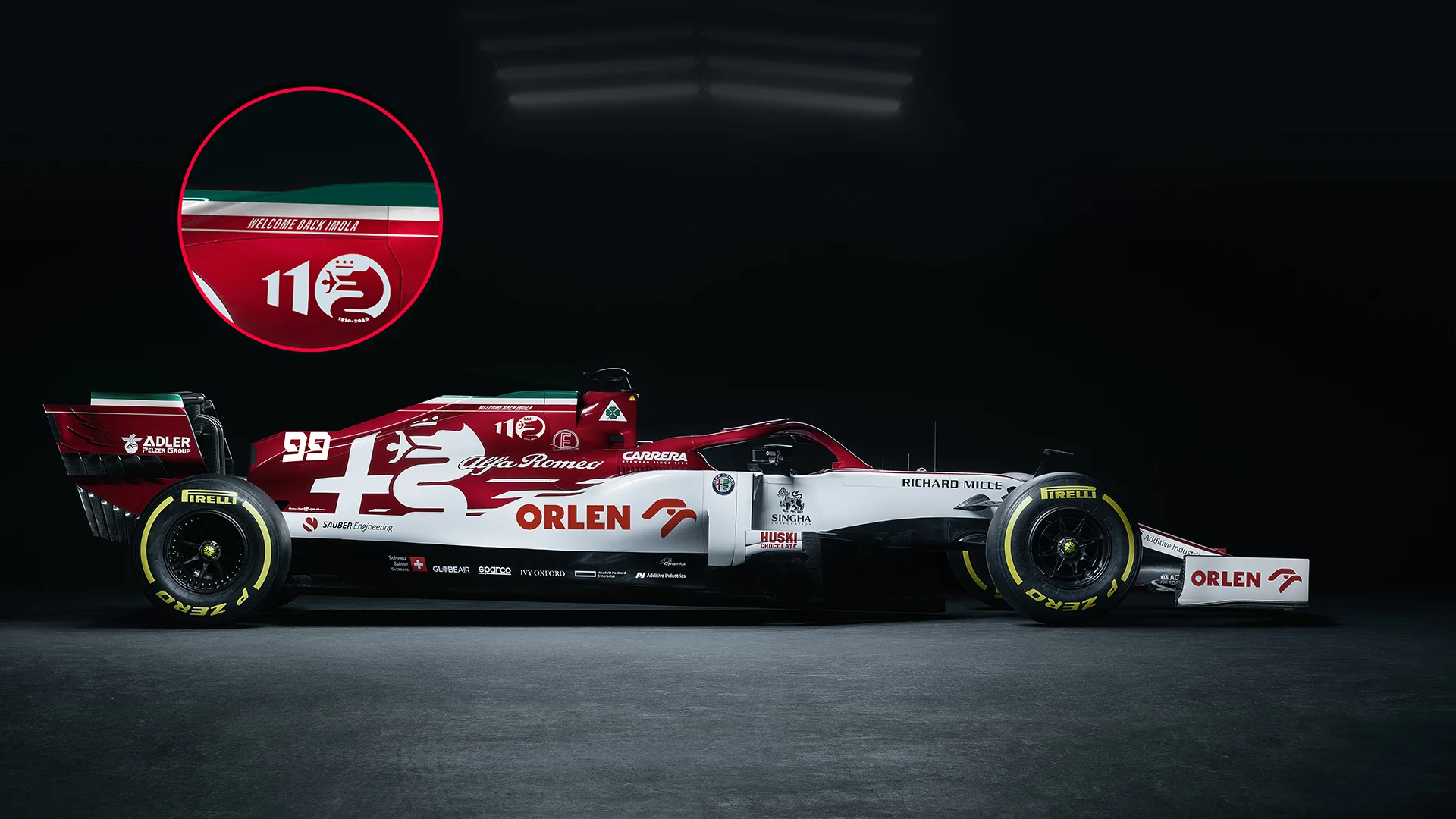 Alfa Romeo tribute livery for Emilia Romagna Grand Prix at