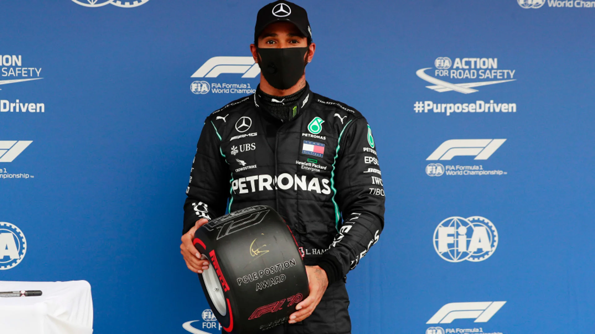 HUNGARORING, HUNGARY - JULY 18: Lewis Hamilton, Mercedes-AMG Petronas F1, celebrates pole position