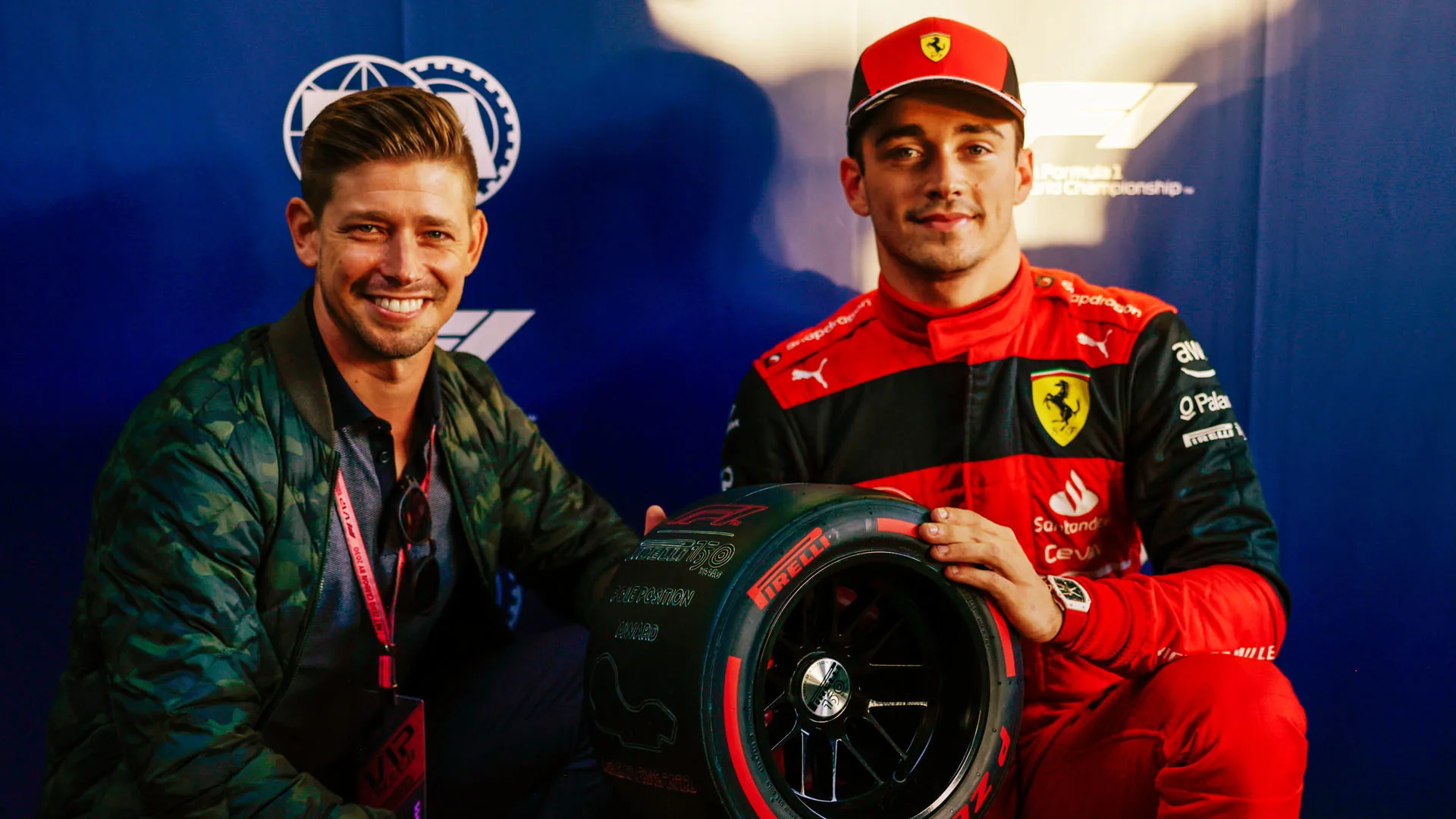 MELBOURNE GRAND PRIX CIRCUIT, AUSTRALIA - APRIL 09: Casey Stoner presents, Charles Leclerc,