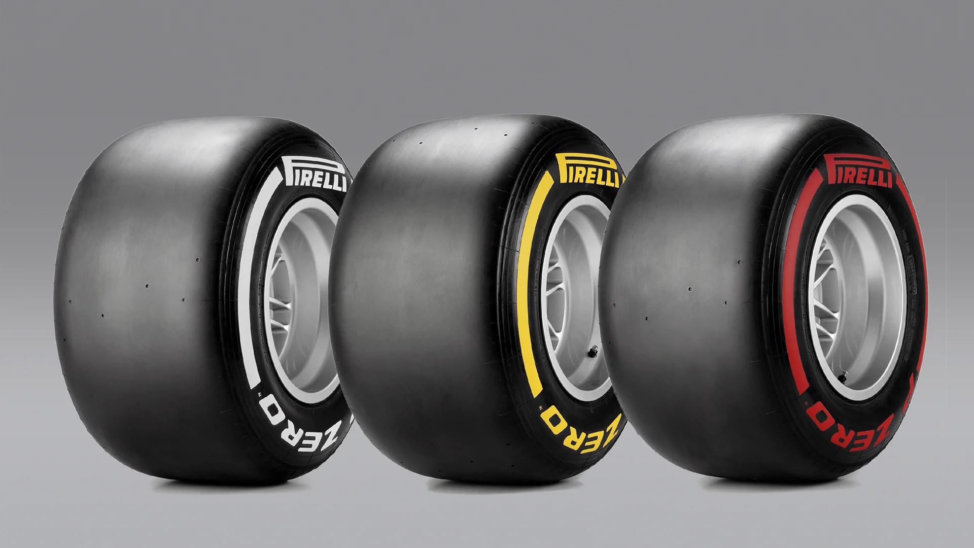 (L to R) Pirelli's 2016 medium, soft and supersoft tyre