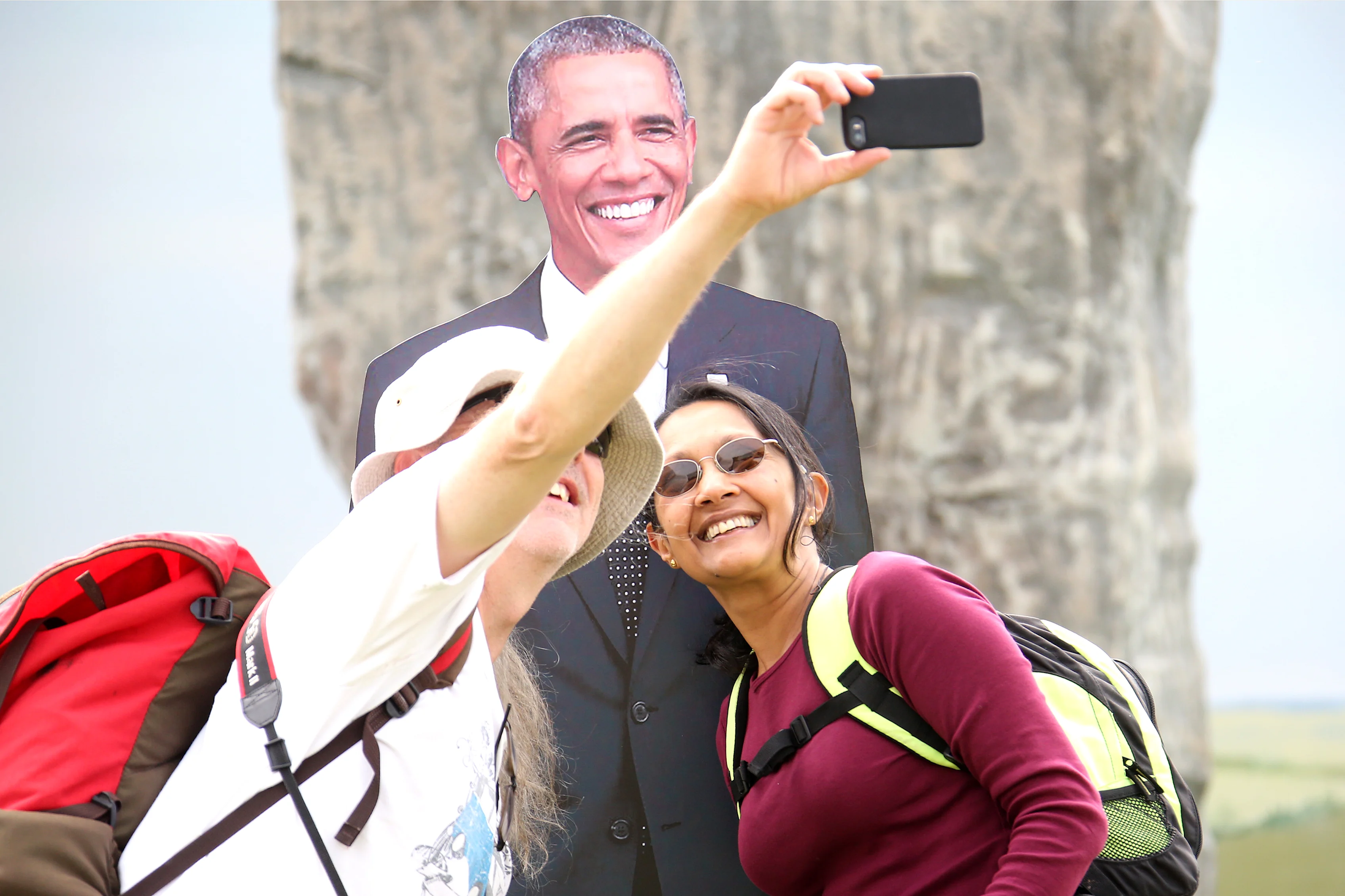A cardboard cut-out of Obama - the real Barack is at Gasly's for dinner!