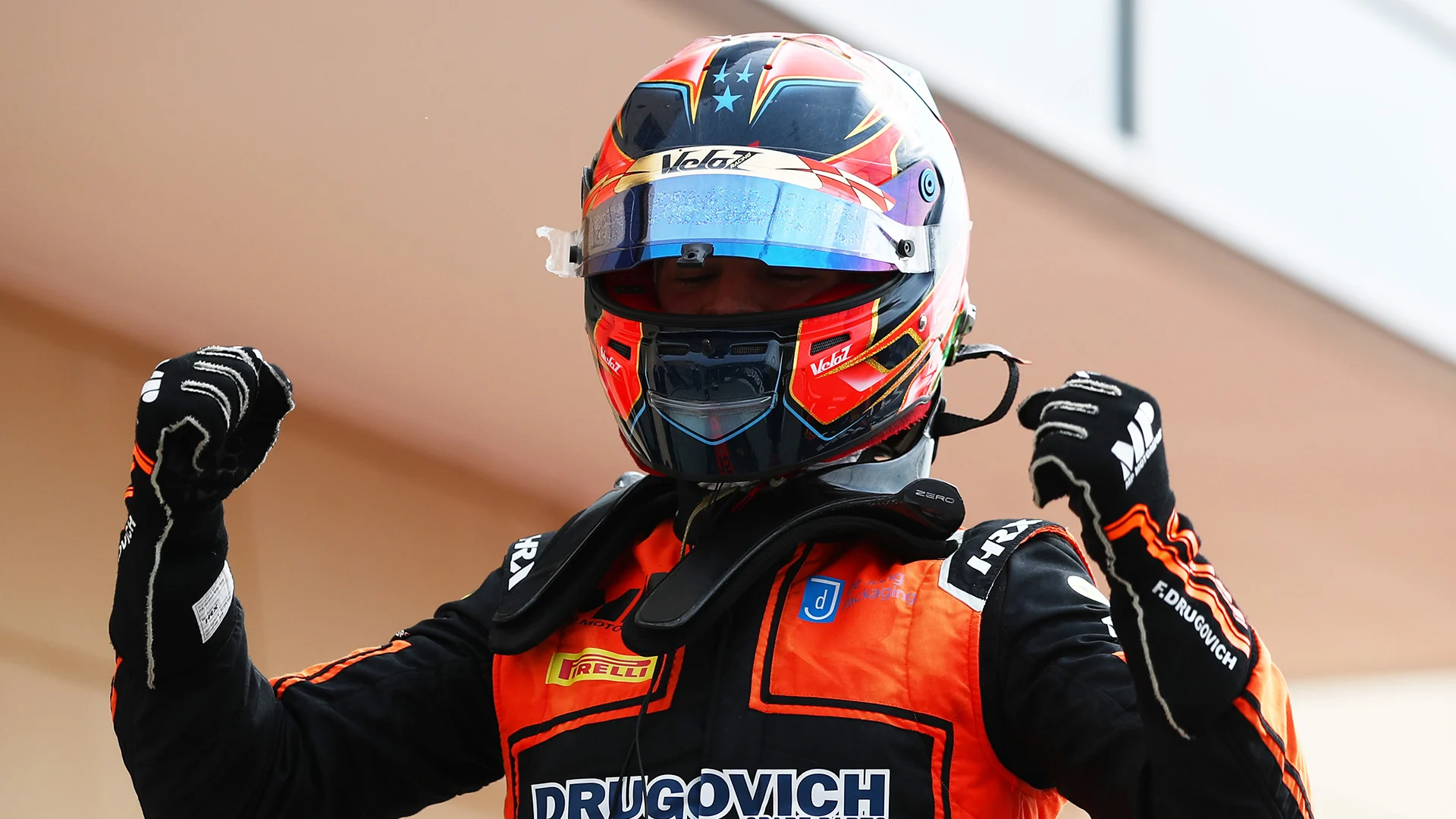 BAHRAIN, BAHRAIN - NOVEMBER 28: Race winner Felipe Drugovich of Brazil and MP Motorsport celebrates