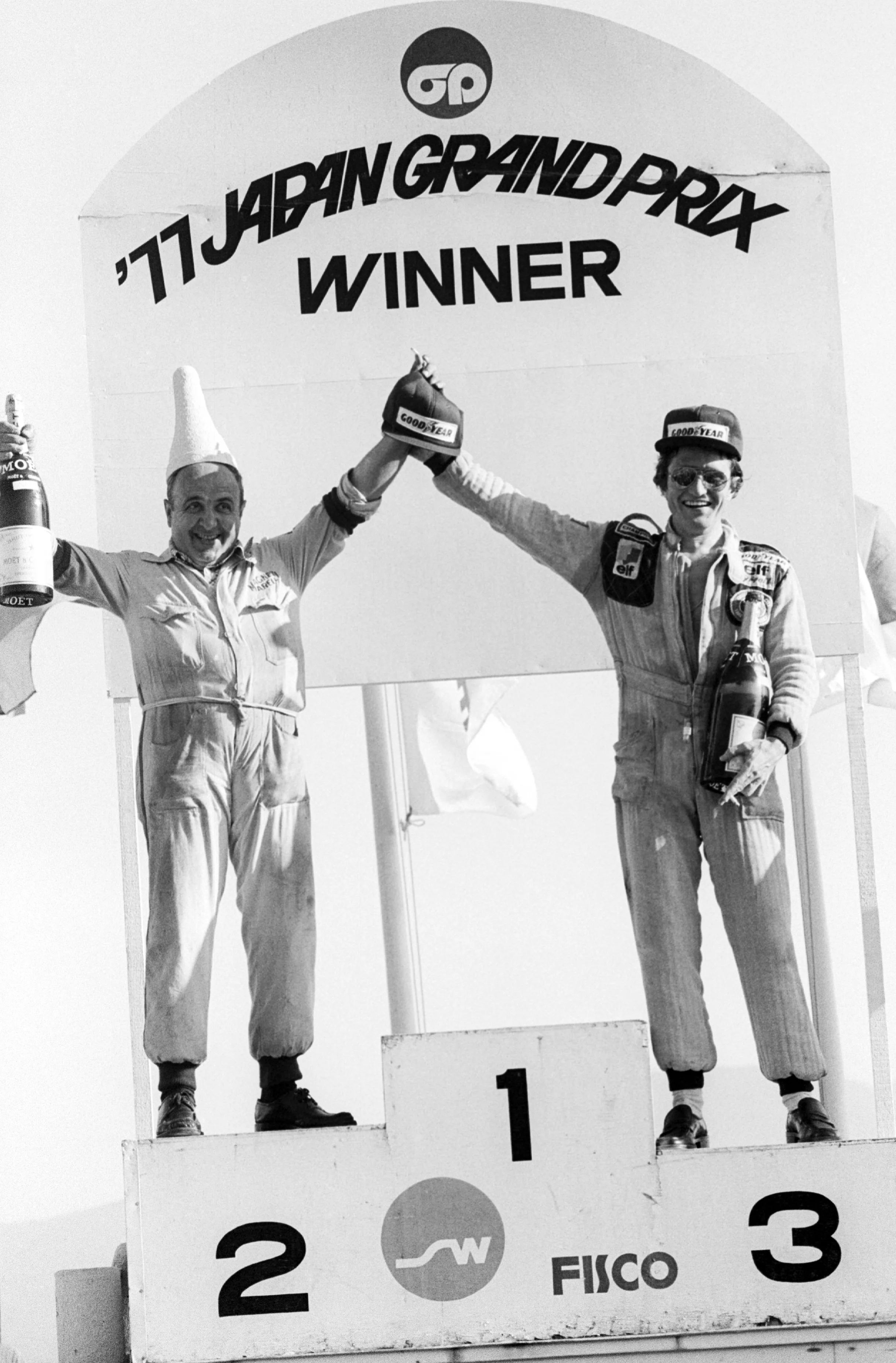 Third placed Patrick Depailler (FRA) Tyrrell (Right) was the only driver to appear on the podium.