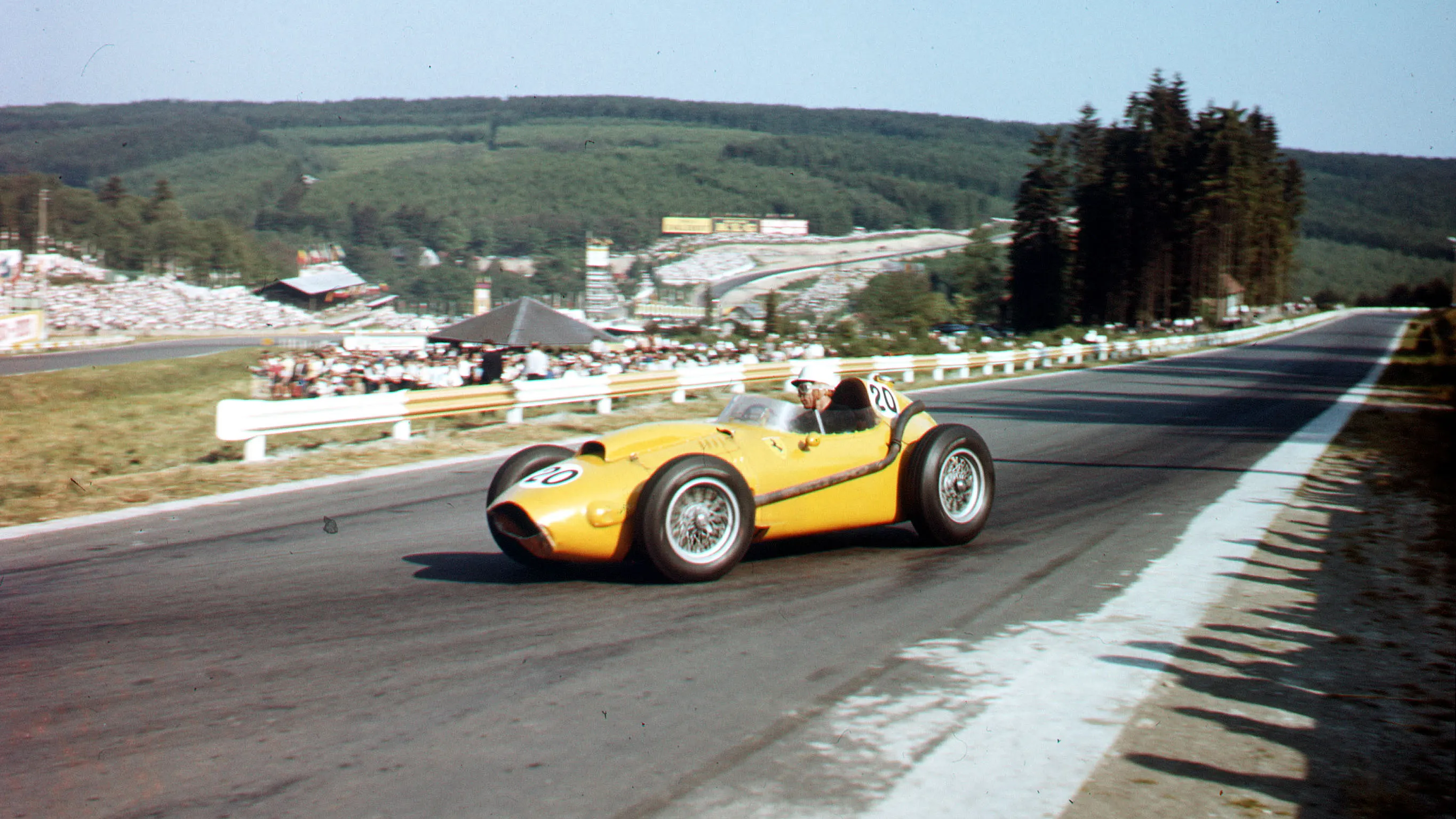 Spa-Francorchamps, Belgium. 13-15 June 1958. Olivier Gendenbeien (Ferrari Dino 246) 6th