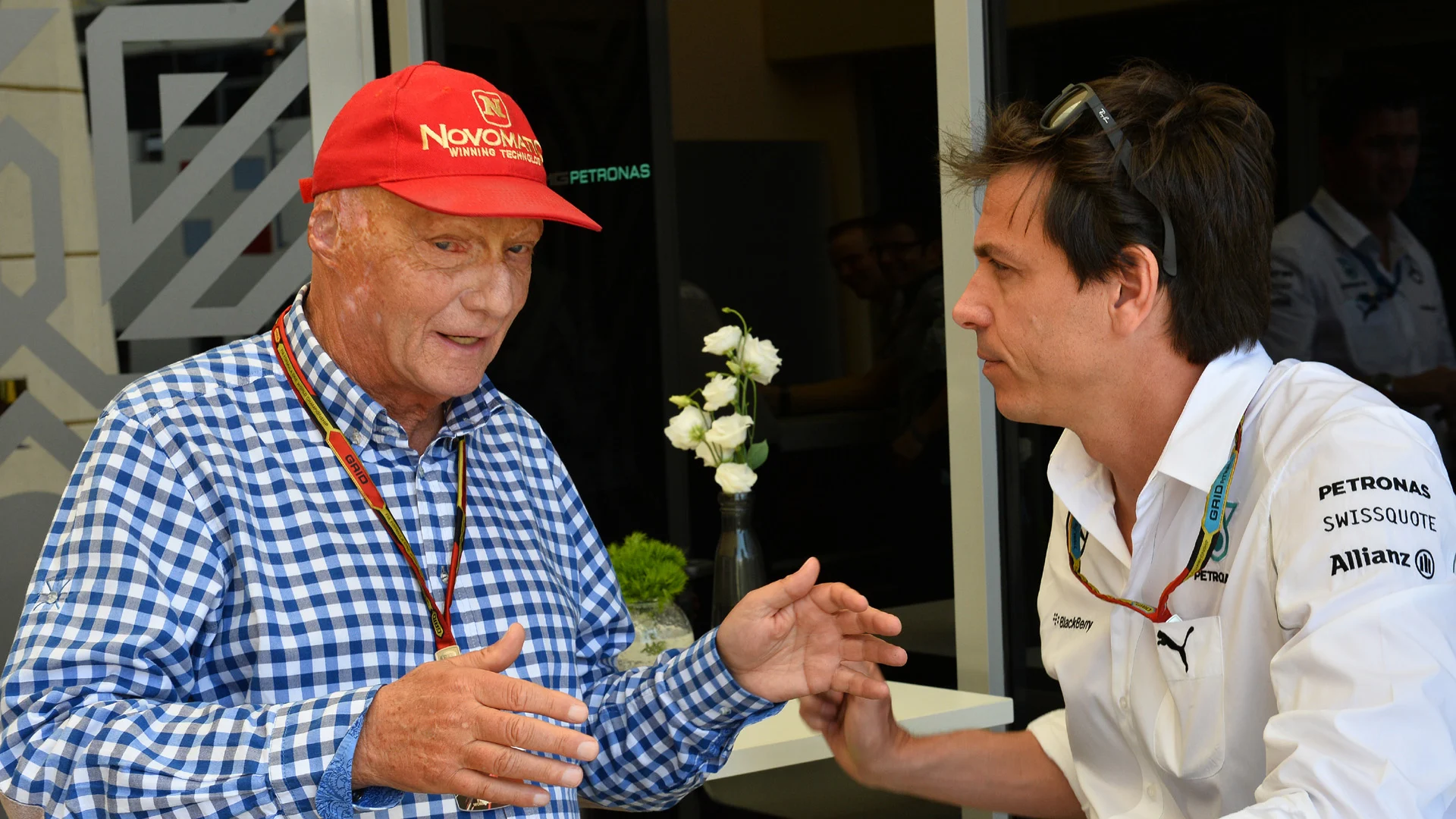 Niki Lauda (AUT) Mercedes AMG F1 Non-Executive Chairman and Toto Wolff (AUT) Mercedes AMG F1
