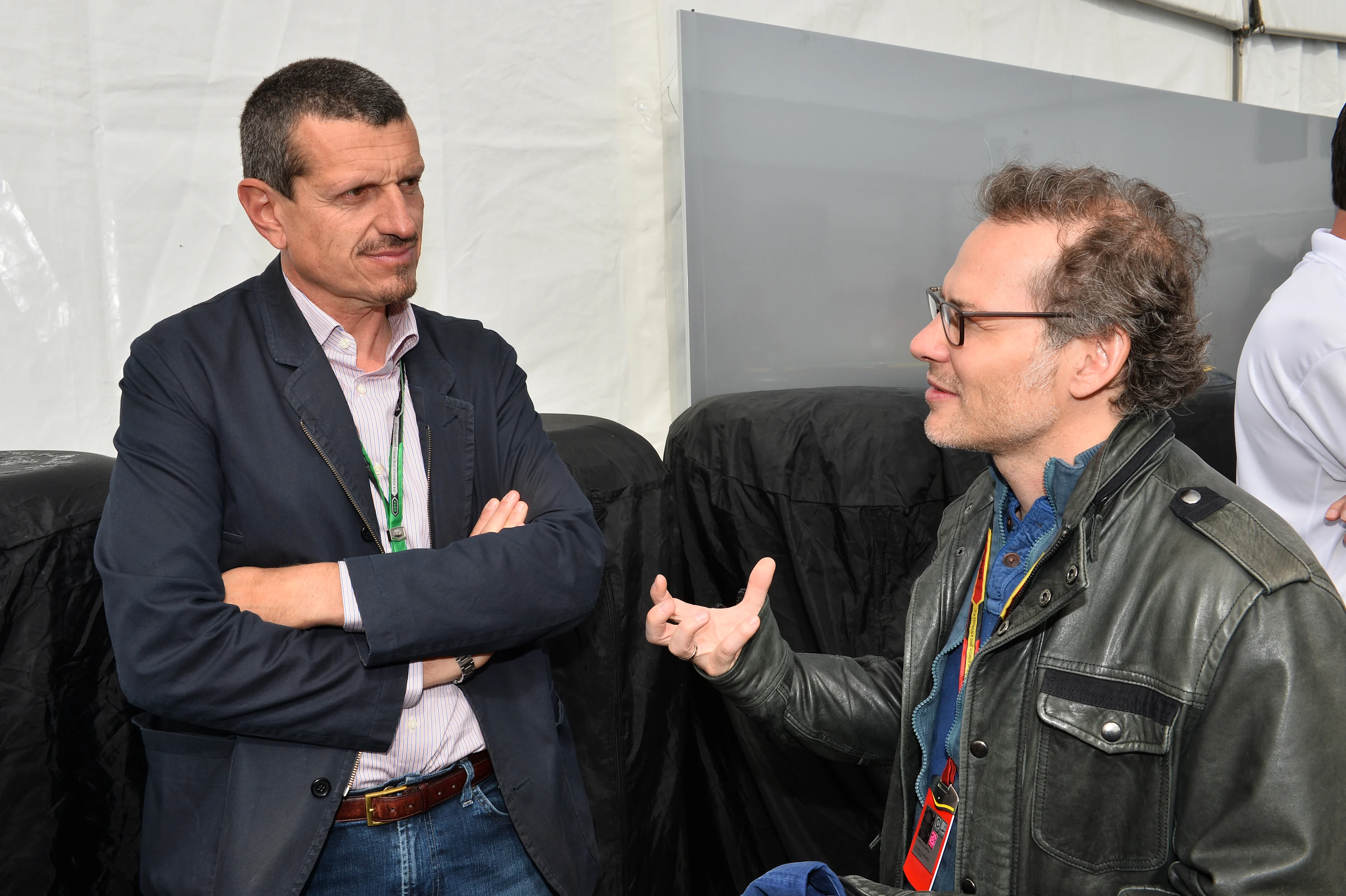 (L to R): Guenther Steiner (ITA) Haas F1 Team Prinicipal and Jacques Villeneuve (CDN). Formula One