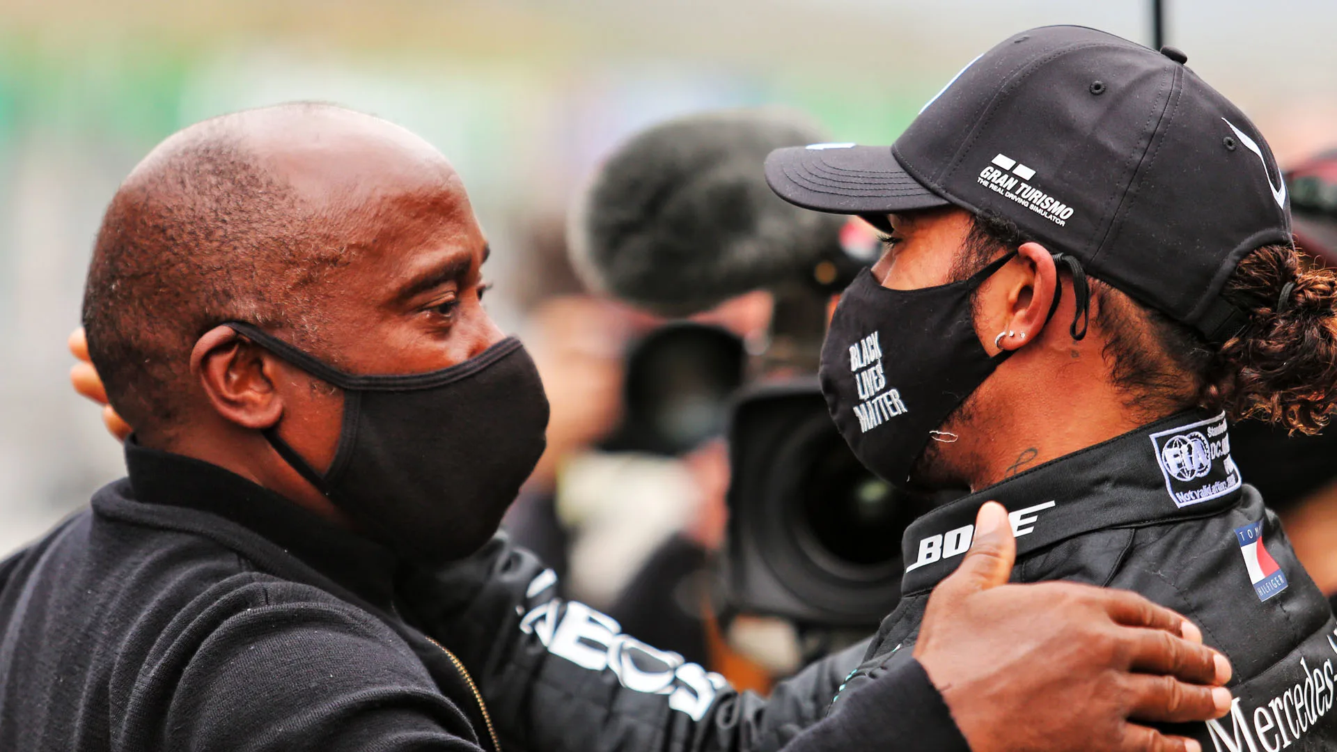 Lewis Hamilton (GBR) Mercedes AMG F1 celebrates his record breaking 92nd Grand Prix victory with