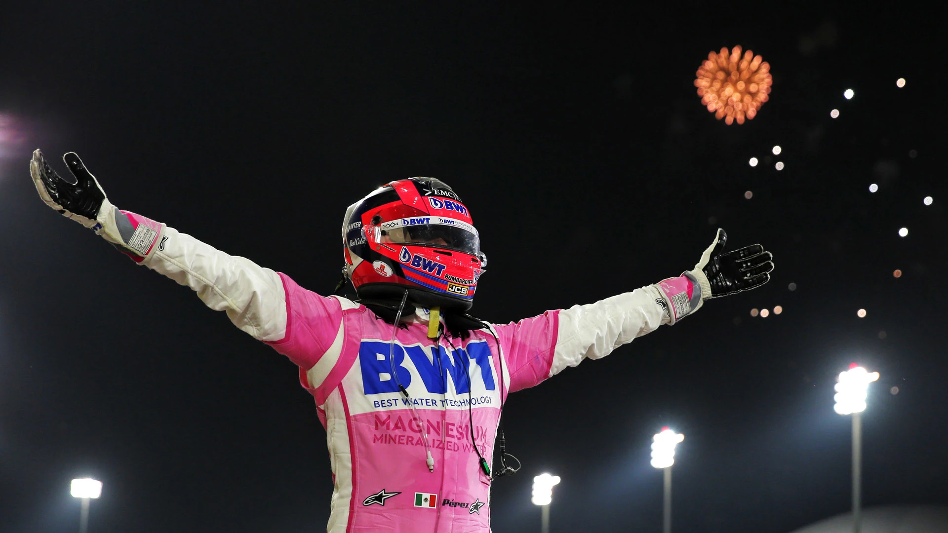 Race winner Sergio Perez (MEX) Racing Point F1 Team celebrates in parc ferme.
06.12.2020. Formula 1 World Championship, Rd 16, Sakhir Grand Prix, Sakhir, Bahrain, Race Day.
- www.xpbimages.com, EMail: requests@xpbimages.com © Copyright: 
FIA Pool Image for Editorial Use Only