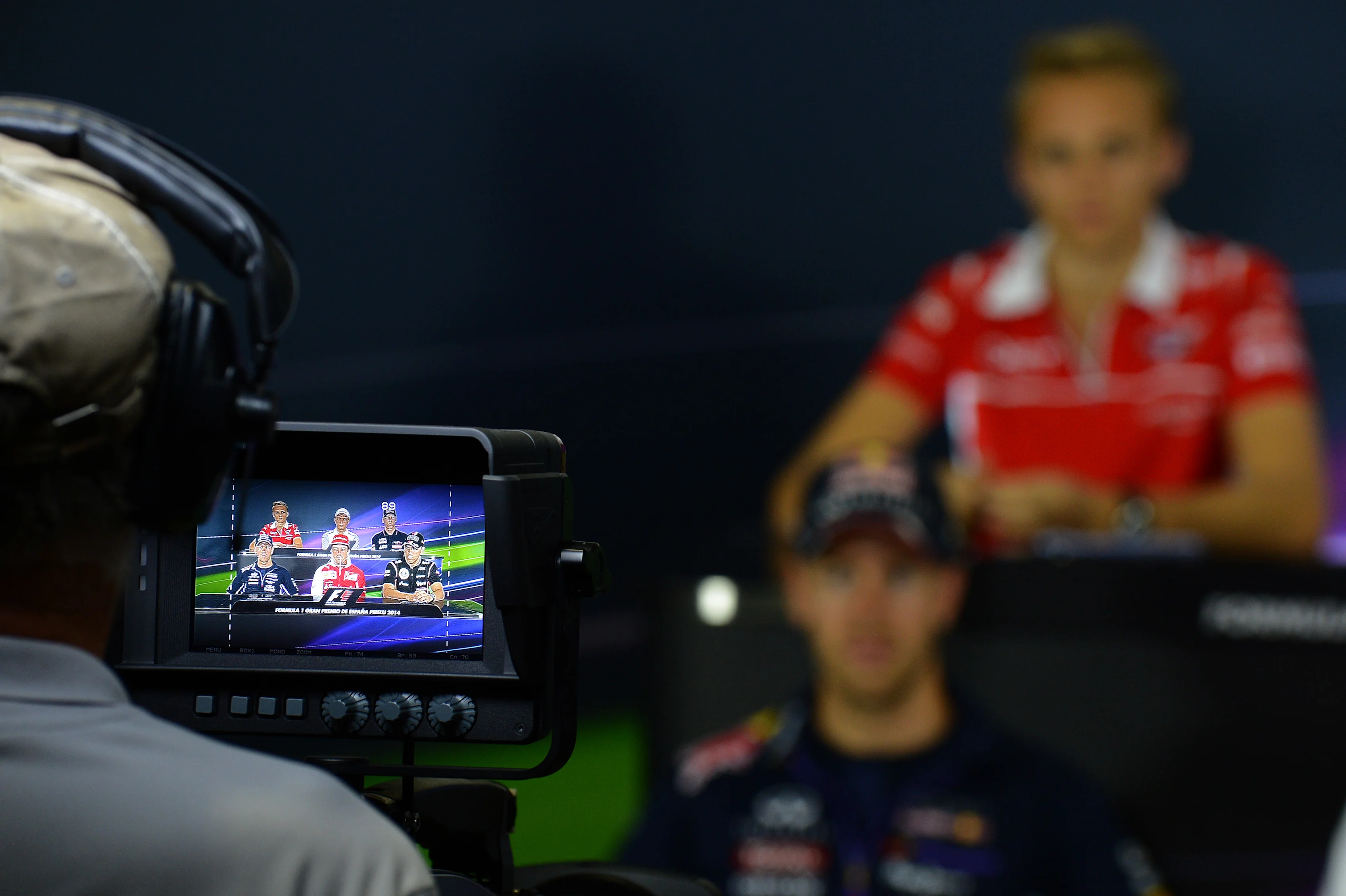 Screen in the [Press Conference.
Formula One World Championship, Rd5, Spanish Grand Prix, Preparations, Barcelona, Spain, Thursday 8 May 2014. © Sutton Motorsport Images