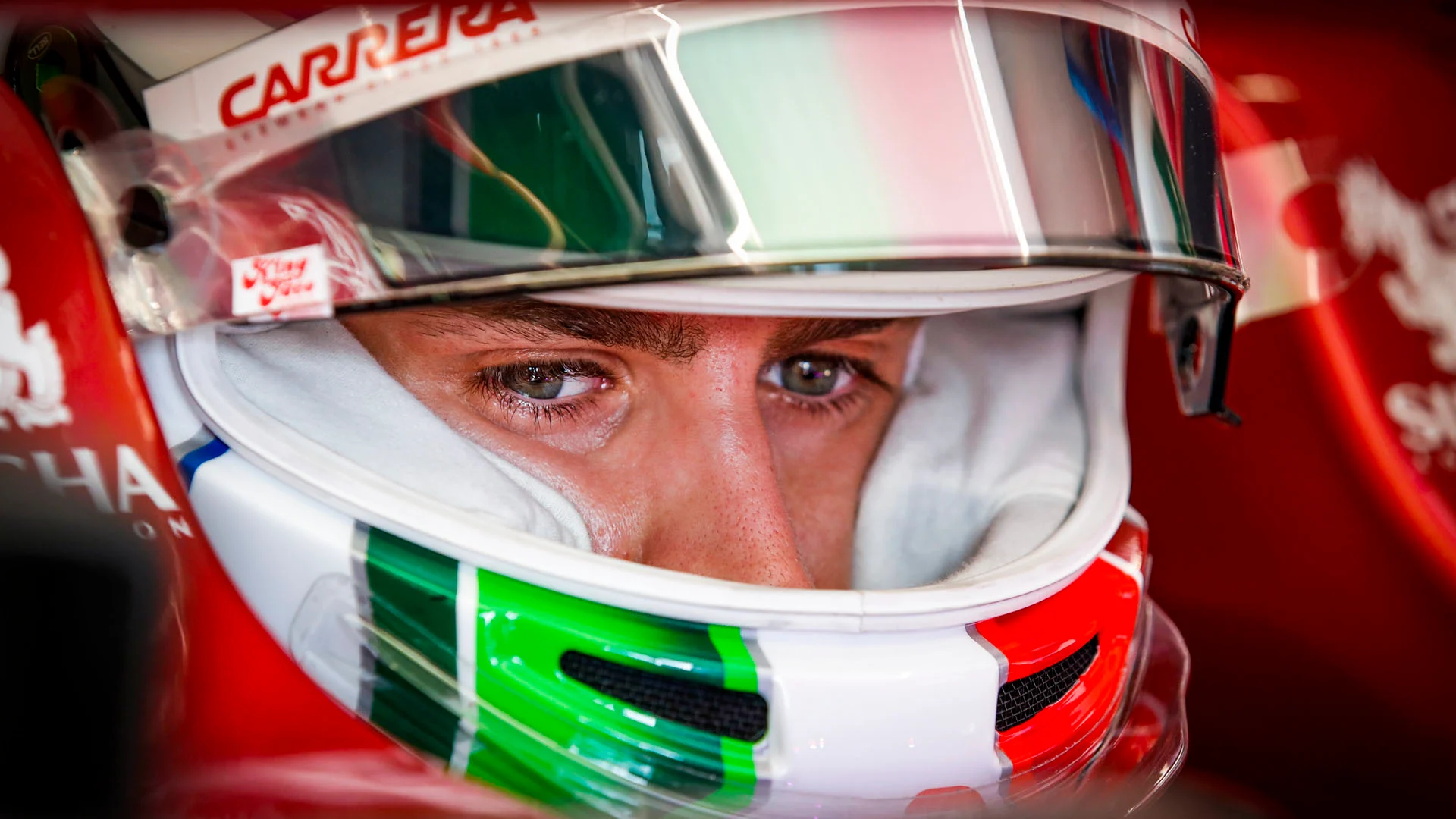 GIOVINAZZI Antonio (ita), Alfa Romeo Racing ORLEN C39, portrait helmet, casque, during the Formula 1 Aramco Gran Premio De Espana 2020, Spanish Grand Prix, from August 14 to 16, 2020 on the Circuit de Barcelona-Catalunya, in Montmelo, near Barcelona, Spain - Photo Florent Gooden / DPPI