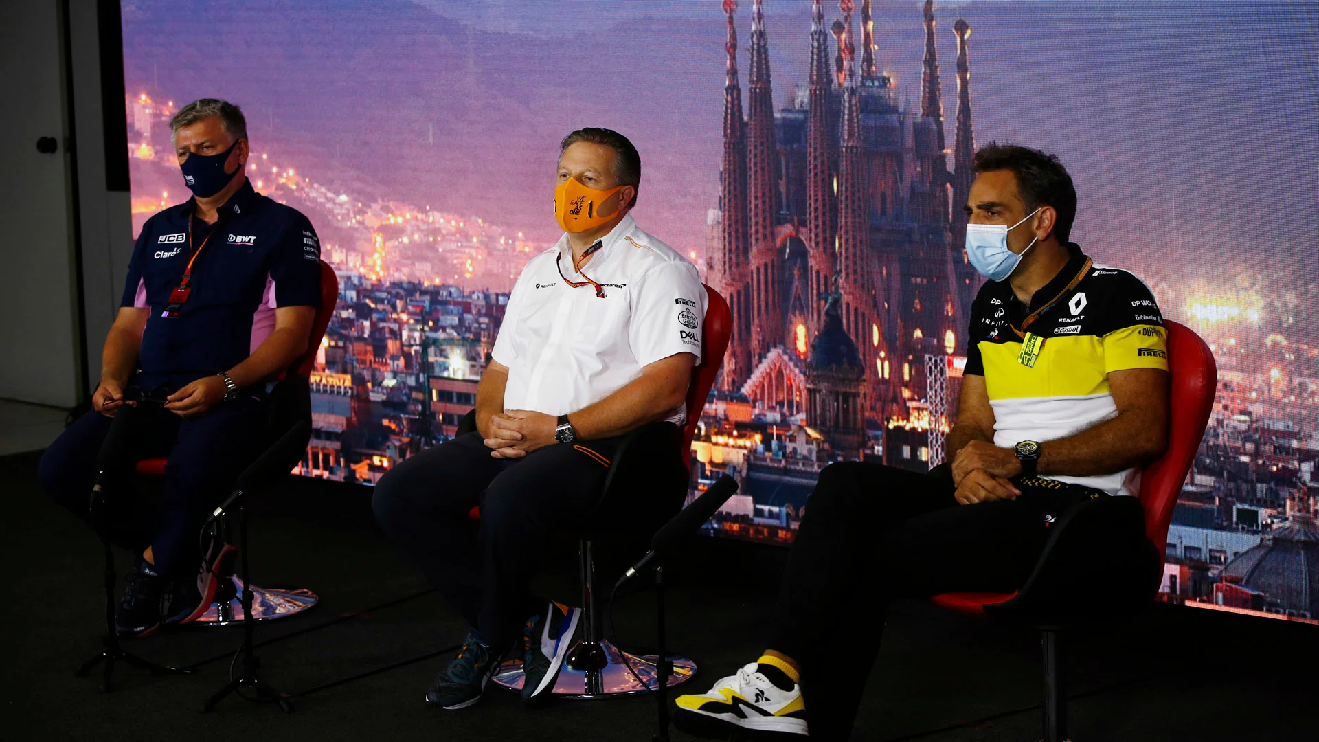 Otmar Szafnauer, Team Principal and CEO, Racing Point, Zak Brown, Executive Director, McLaren and